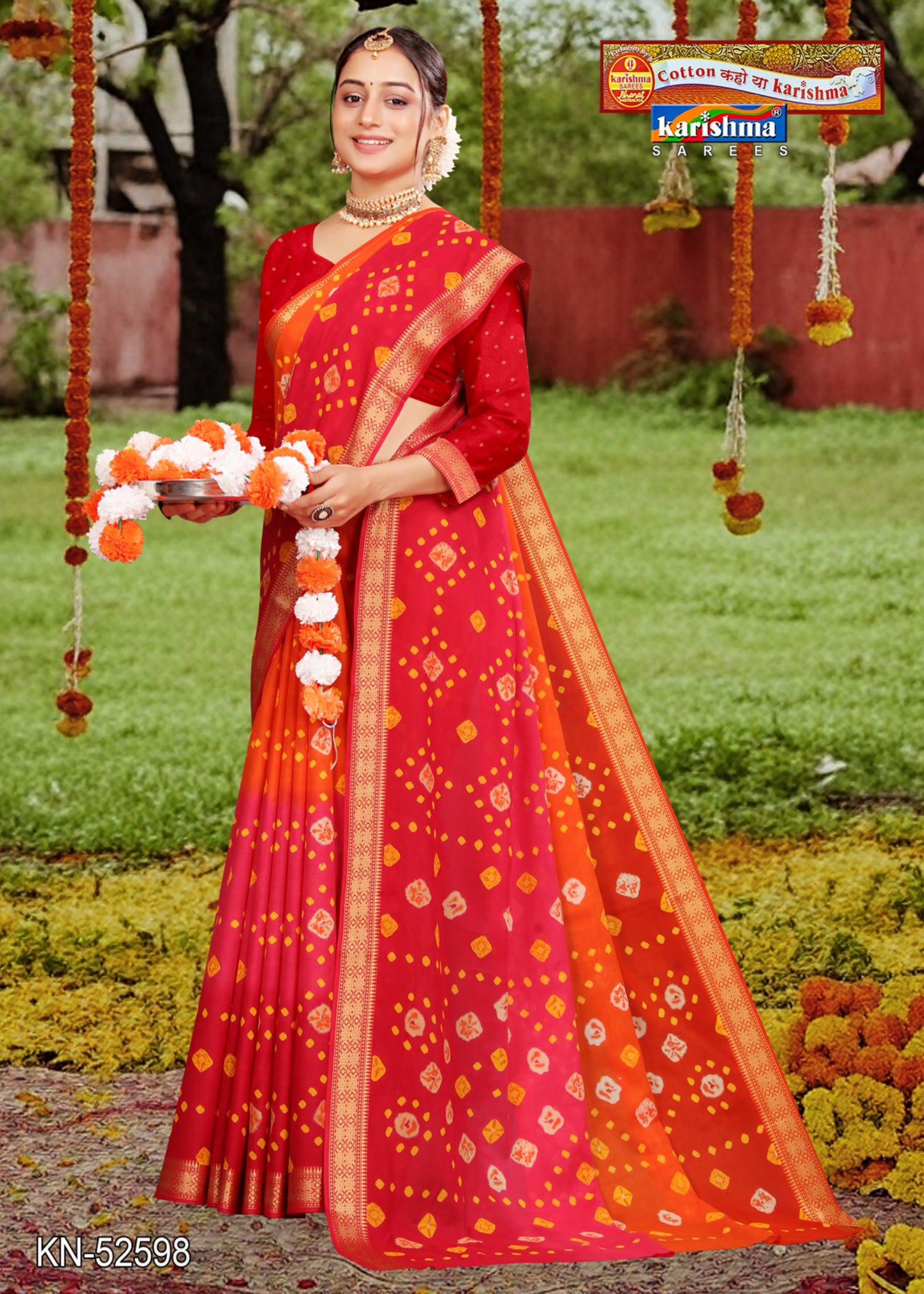 Pink Pure Cotton Muslin (Soft) Saree With Delicate Bandhani Design And Golden Border