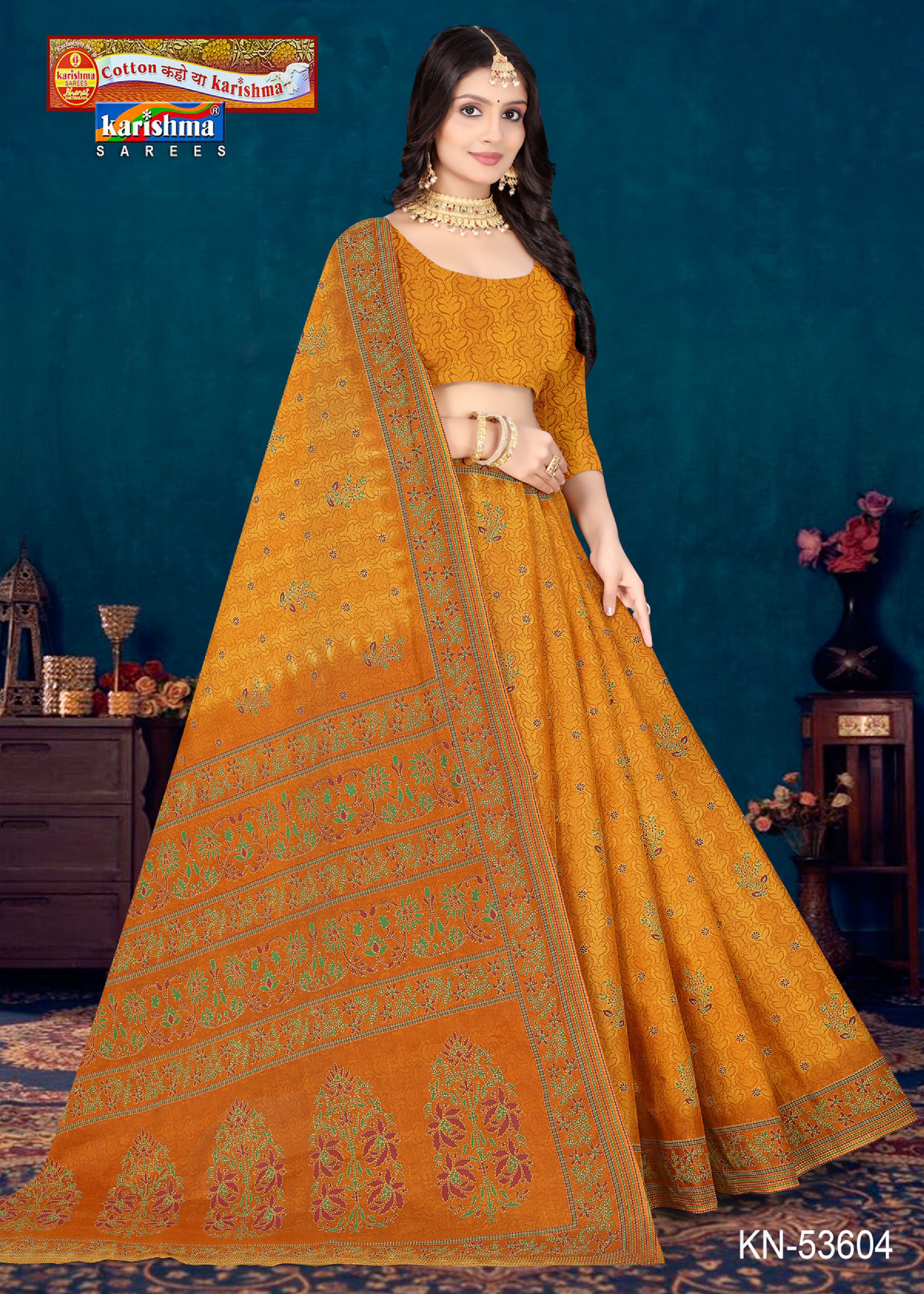 Yellow Pure Cotton Mulmul (Stiff) Saree With Small Floral Delicate Design And Border