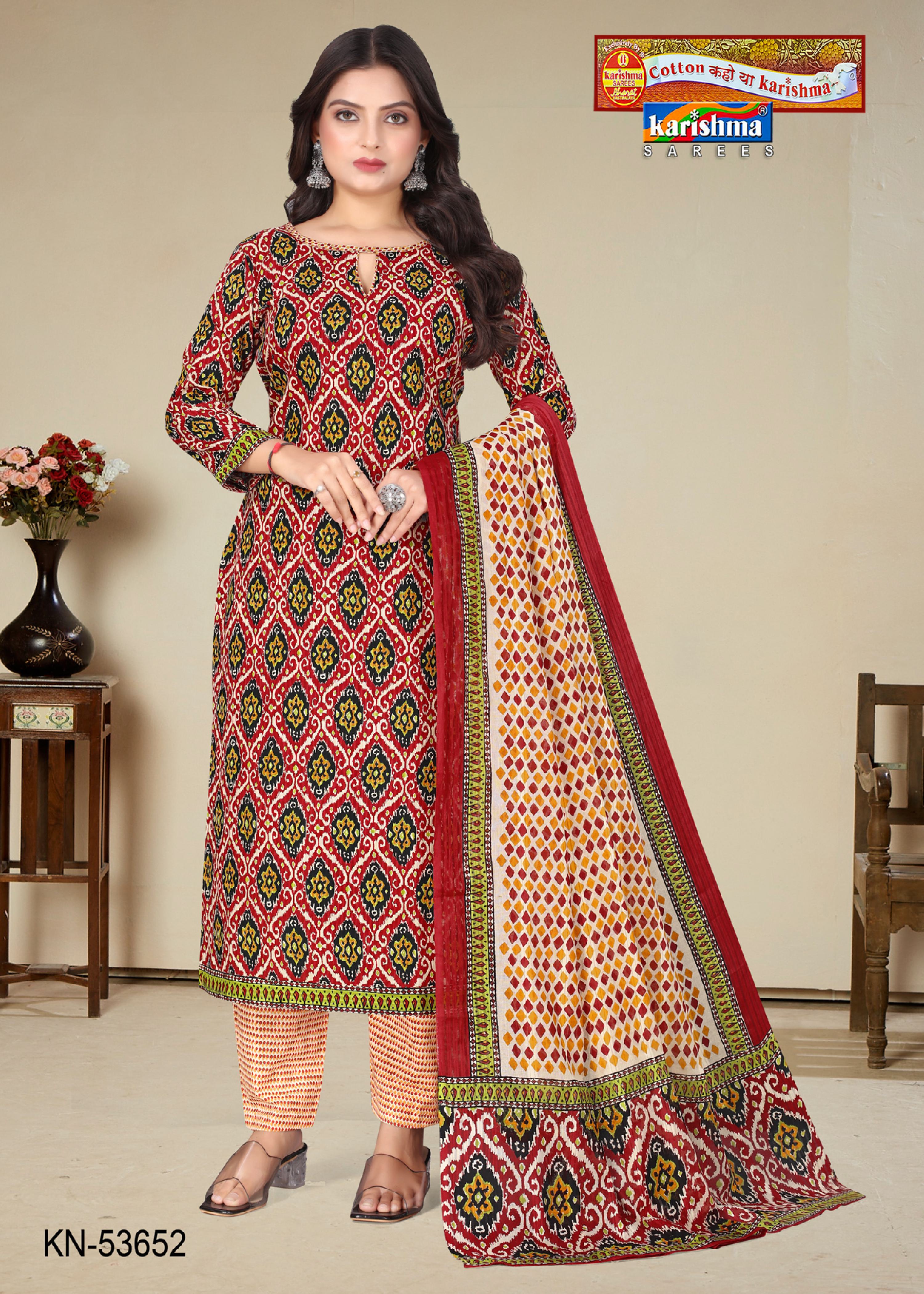 Burgundy Pure Cotton Unstitched Dress Material With Simple Modern Design