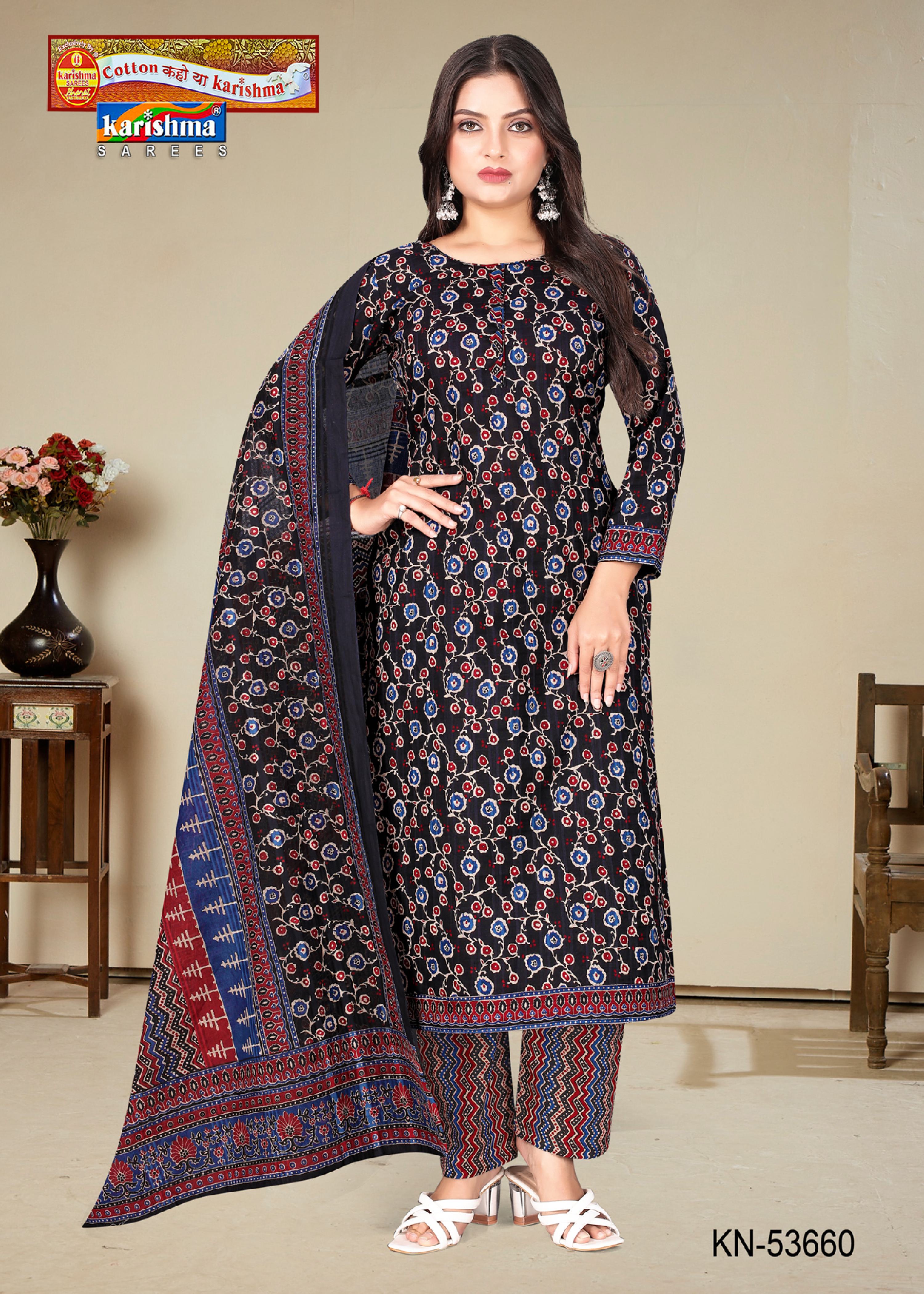 Black Pure Cotton Unstitched Dress Material With Simple Modern Design