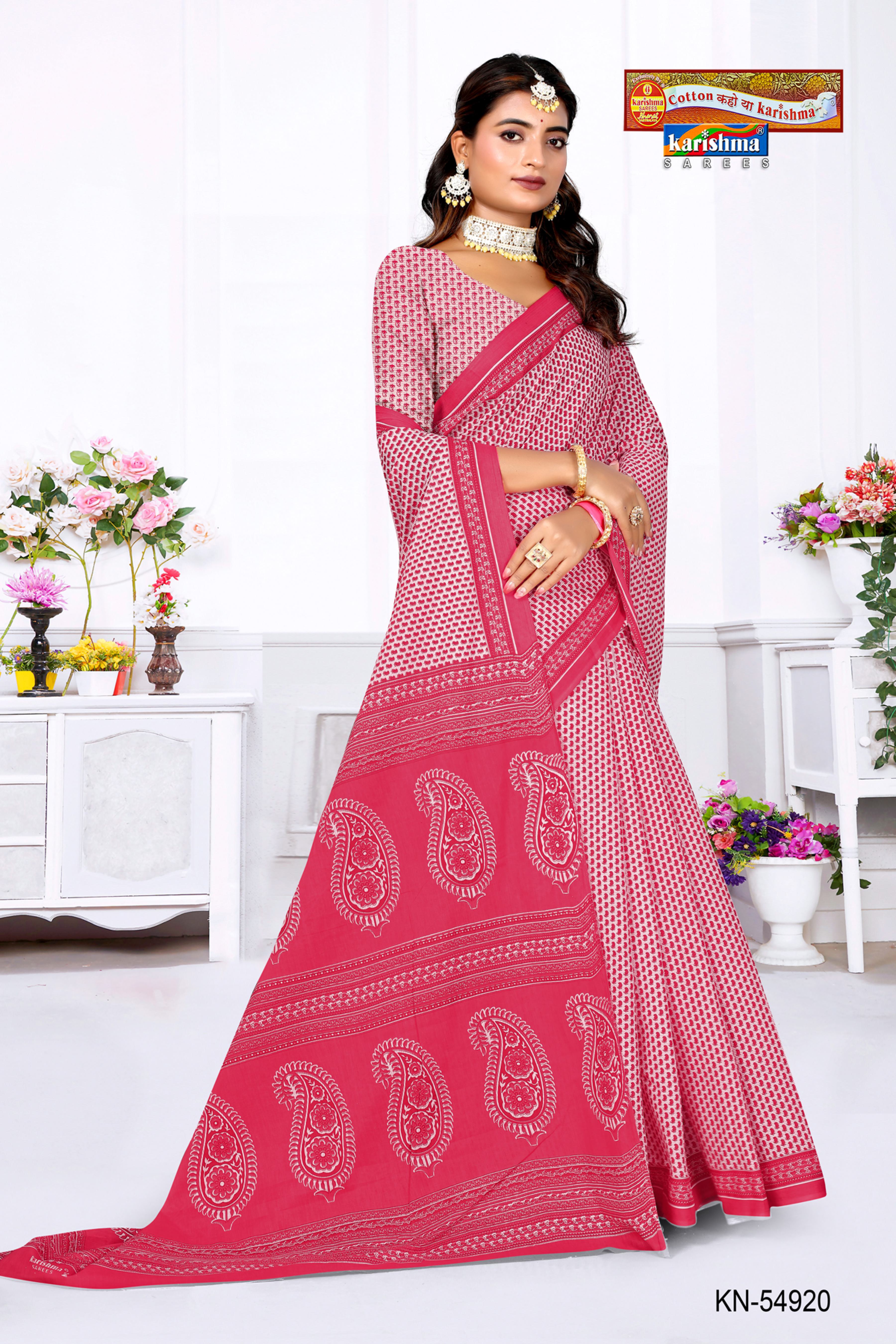 Pink Pure Cotton Malai (Soft) Saree With Delicate Floral Design