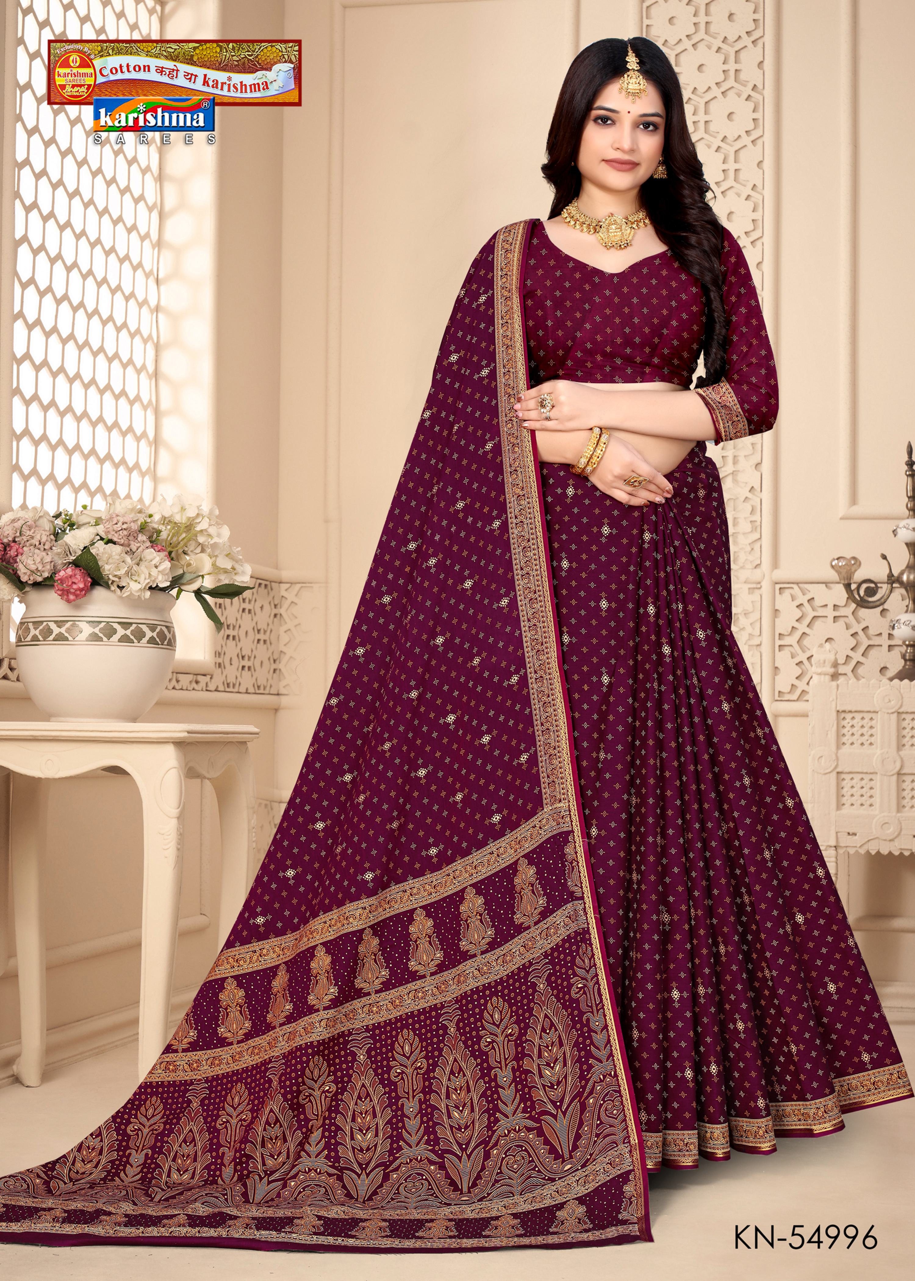 Purple Pure Cotton Muslin (Soft) Saree With Small Floral Print All Over And Beautiful Pallu