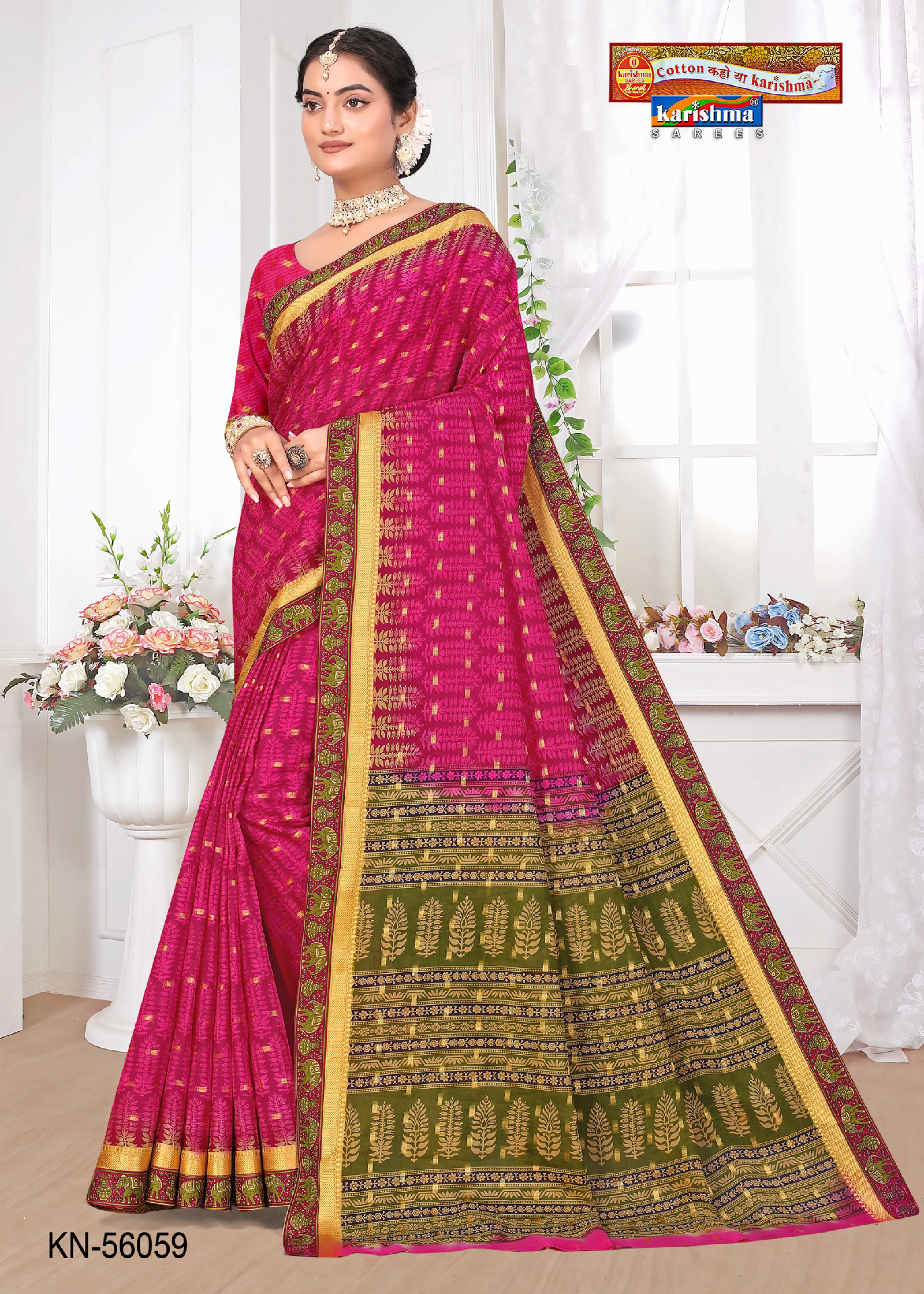 Pink Pure Cotton (Medium Soft) Mulmul Saree With Simple Design And Golden Border