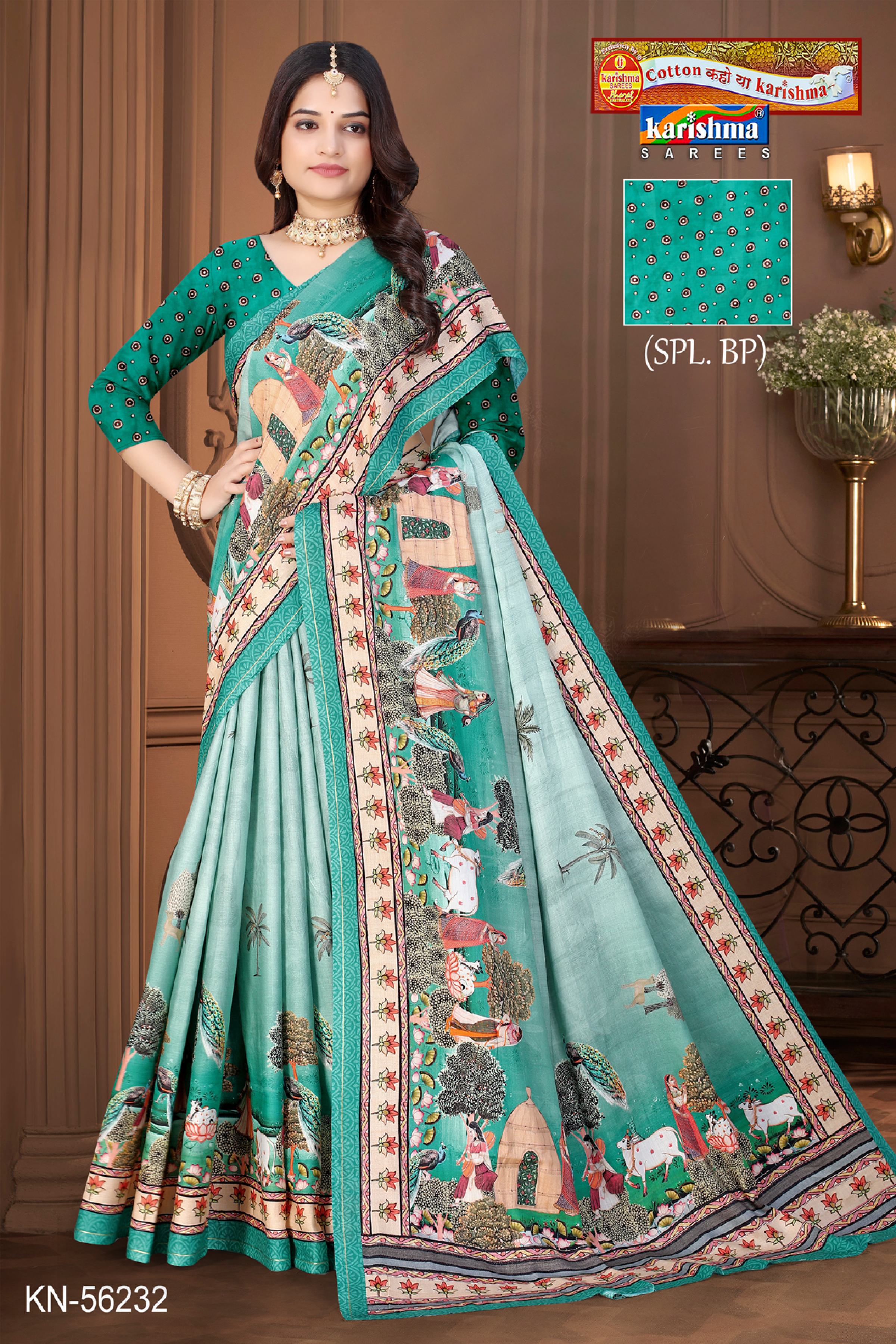 Teal Pure Cotton (Soft) Malai Saree With Beautiful Floral Design