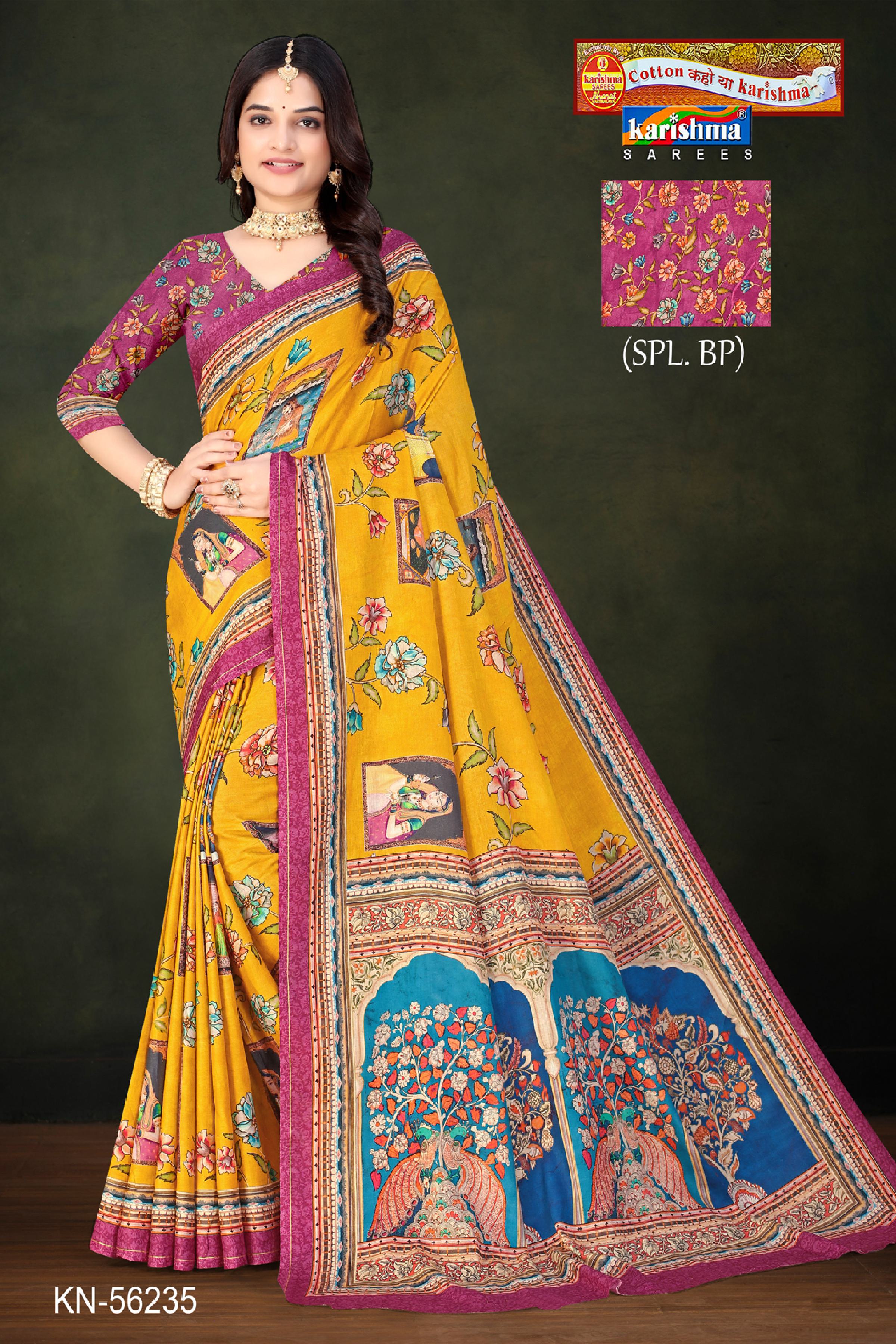 Yellow Pure Cotton (Soft) Malai Saree With Beautiful Floral Design