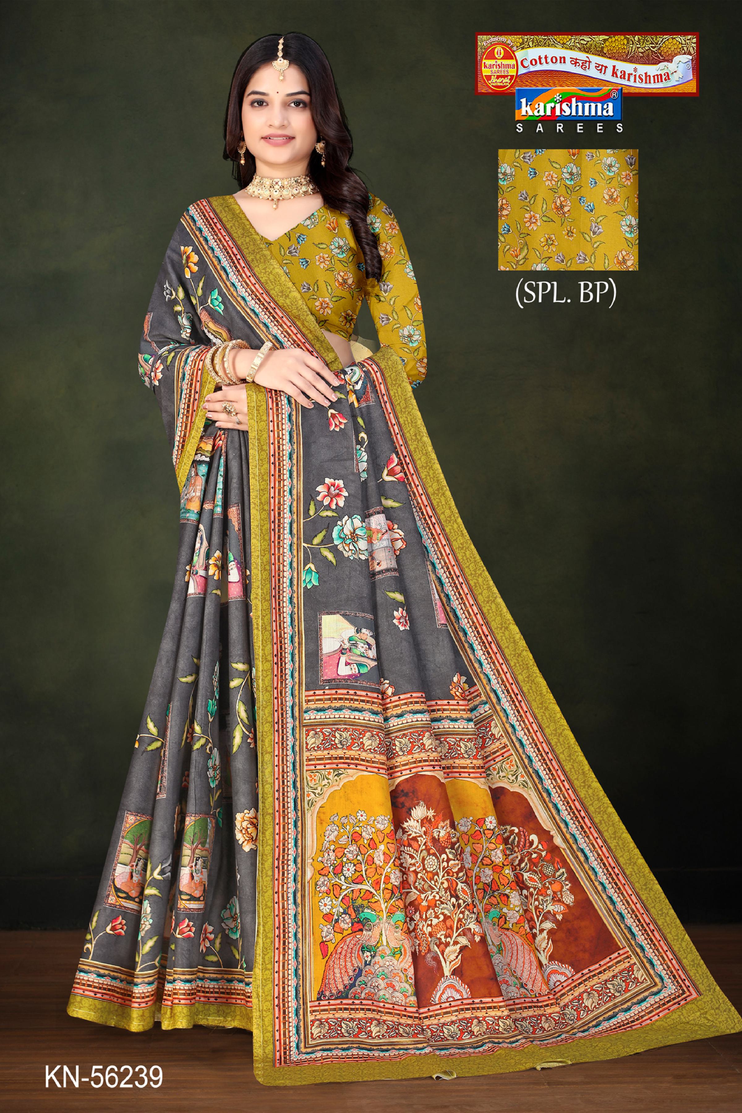 Black Pure Cotton (Soft) Malai Saree With Beautiful Floral Design