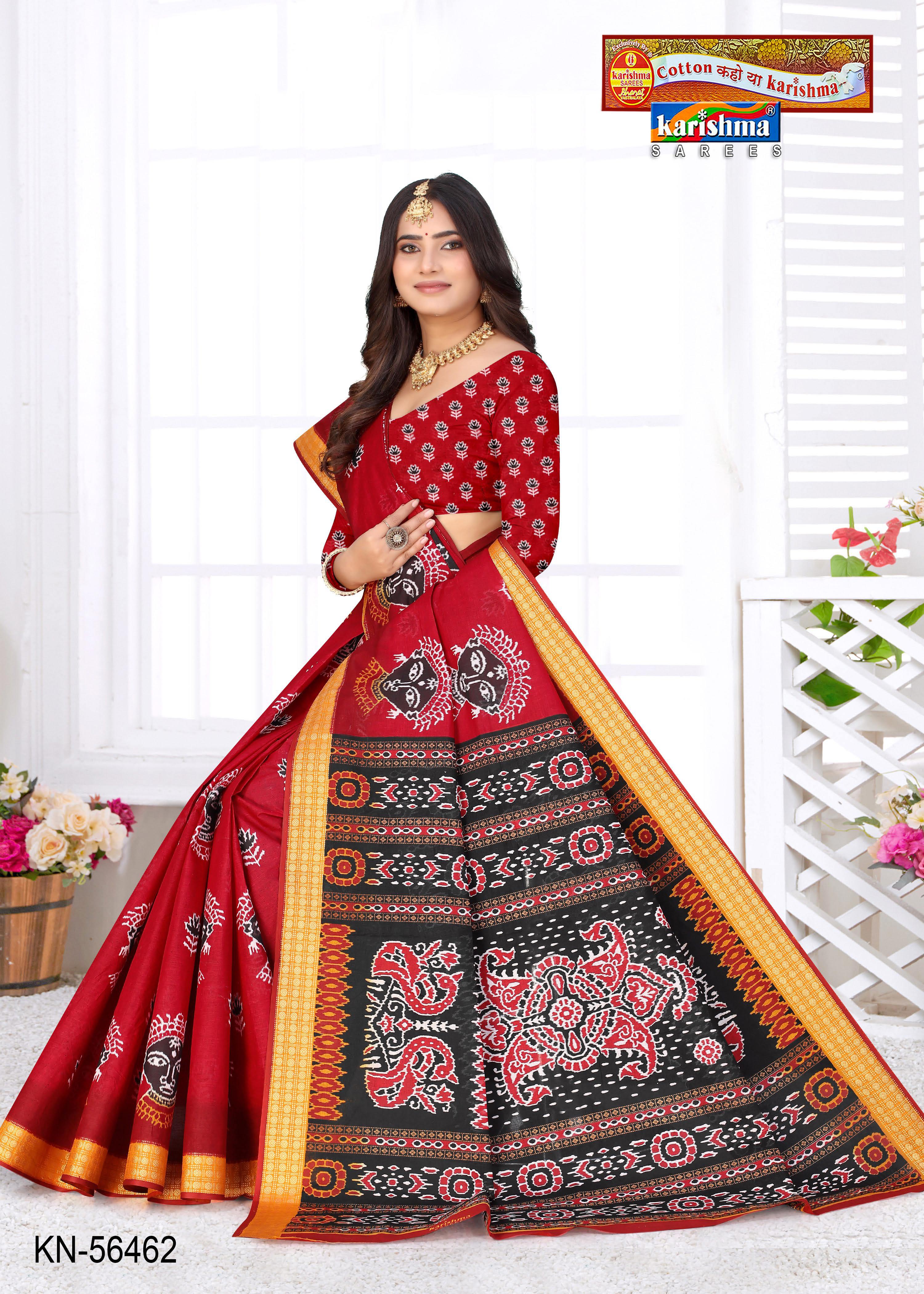 Marron Pure Cotton Malai (Soft) Saree With Beautiful Traditional Print
