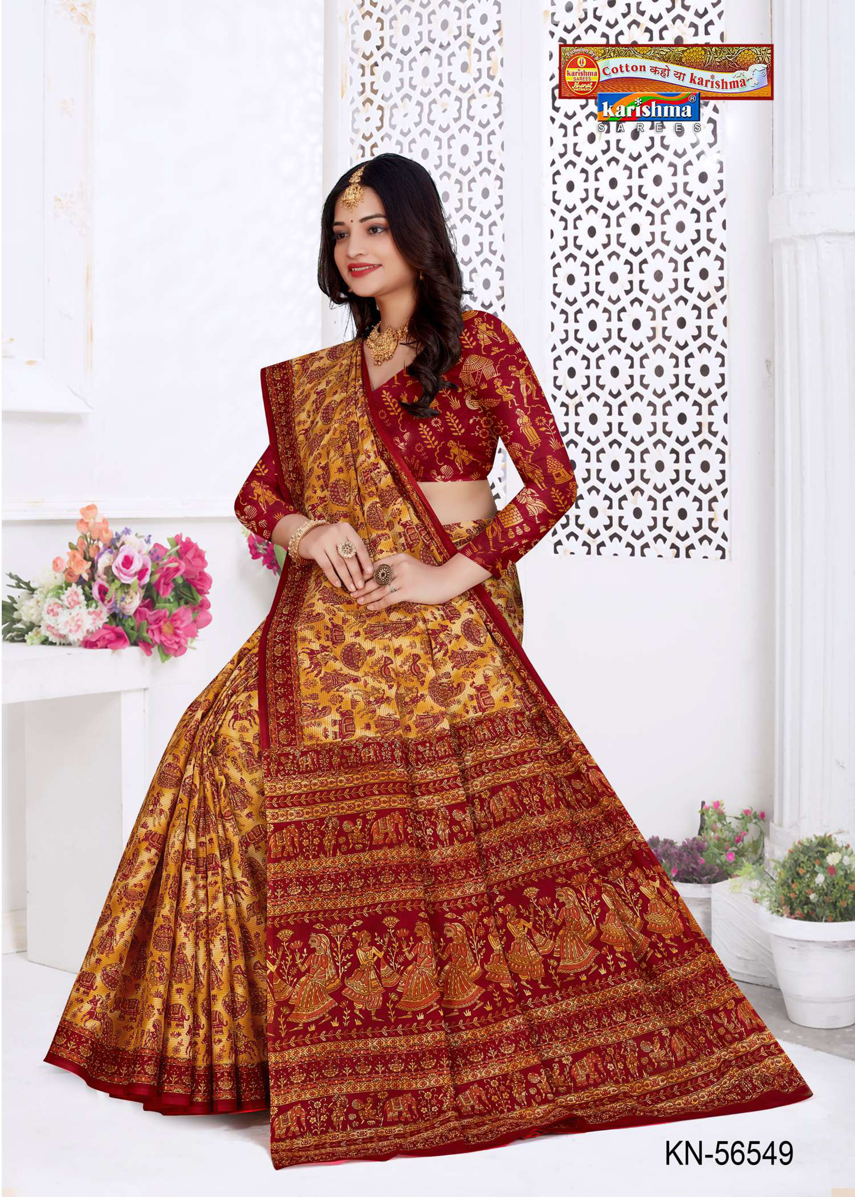 Mustard Pure Cotton Mulmul (Medium Soft) Saree With Elephant And Warli Print
