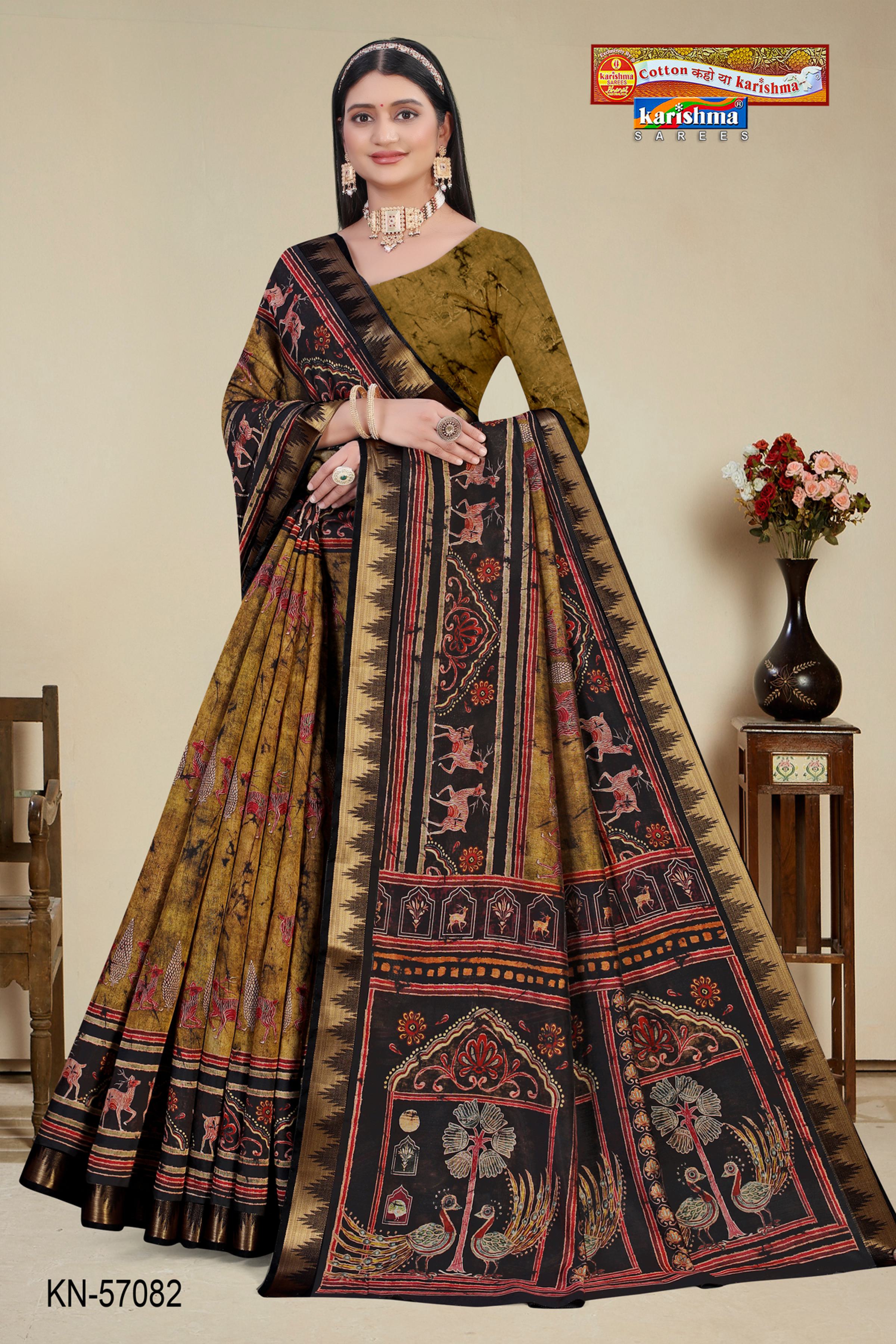 Olive And Black Pure Cotton (Soft) Malai Saree With Modern Design And Figure