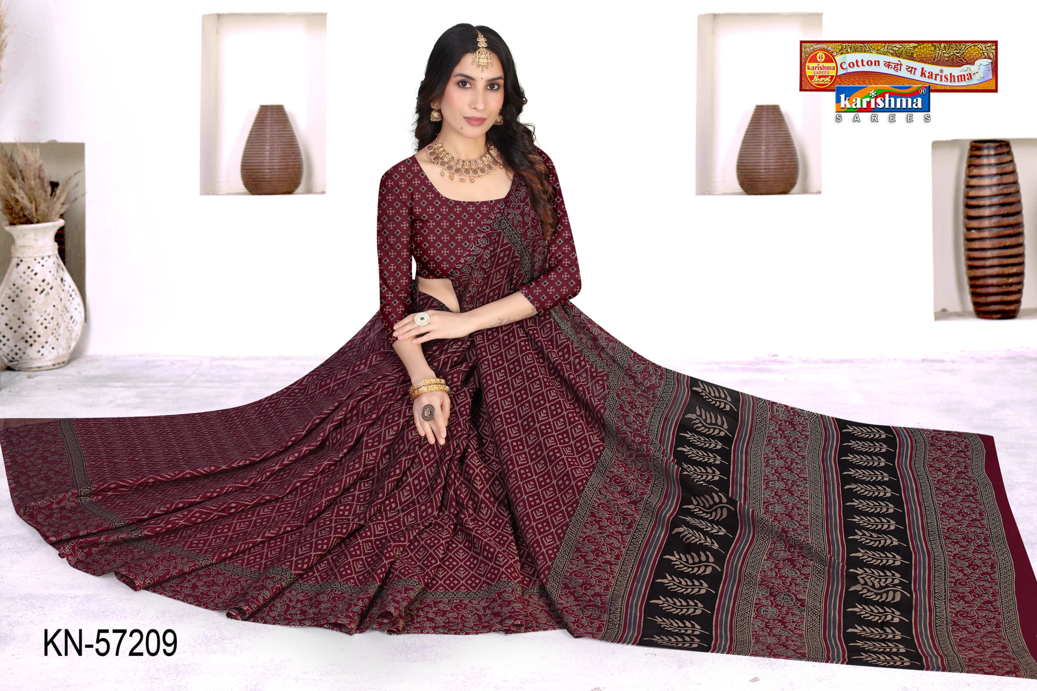 Maroon Pure Cotton Muslin (Soft) Saree With Simple Print And Unique Big Border