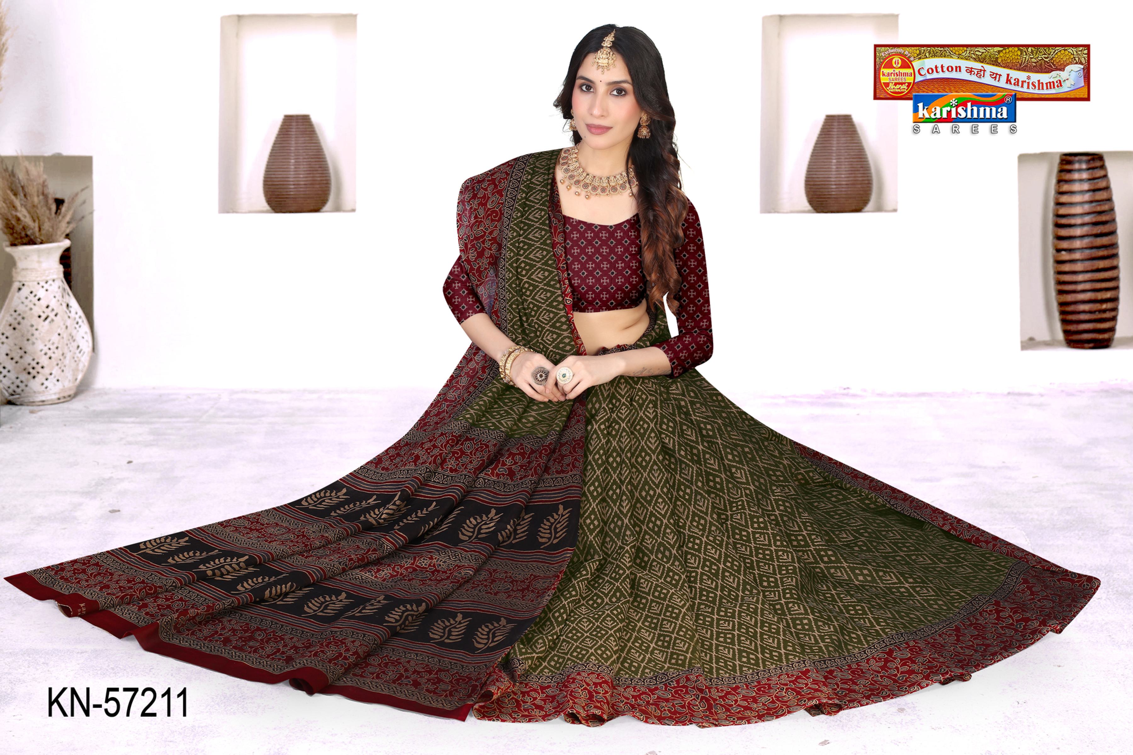 Green Pure Cotton Muslin (Soft) Saree With Simple Print And Unique Big Border