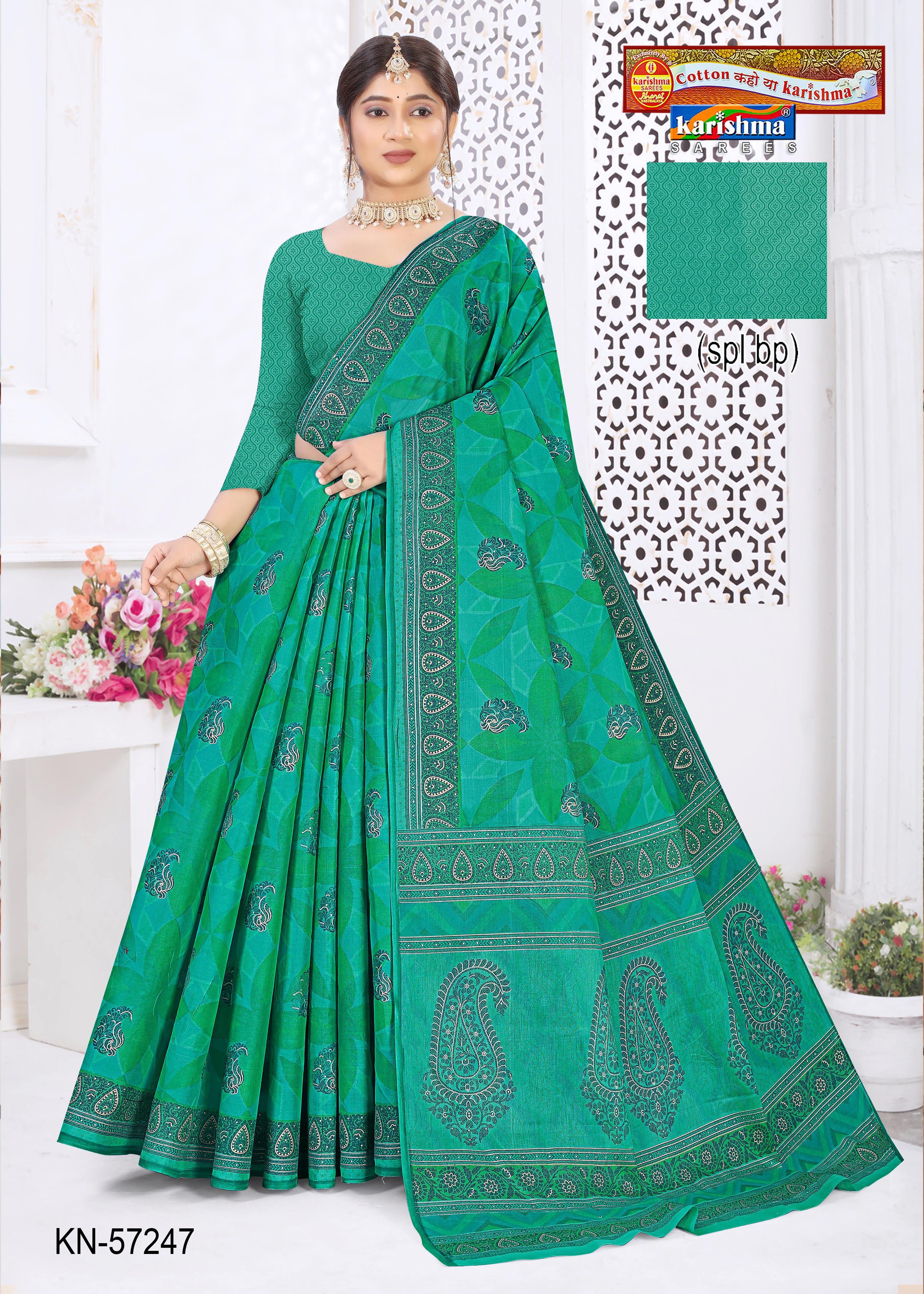 Green Pure Cotton Mulmul ( Medium Soft ) Saree With Light Leaf Design And Paisely Print Pallu