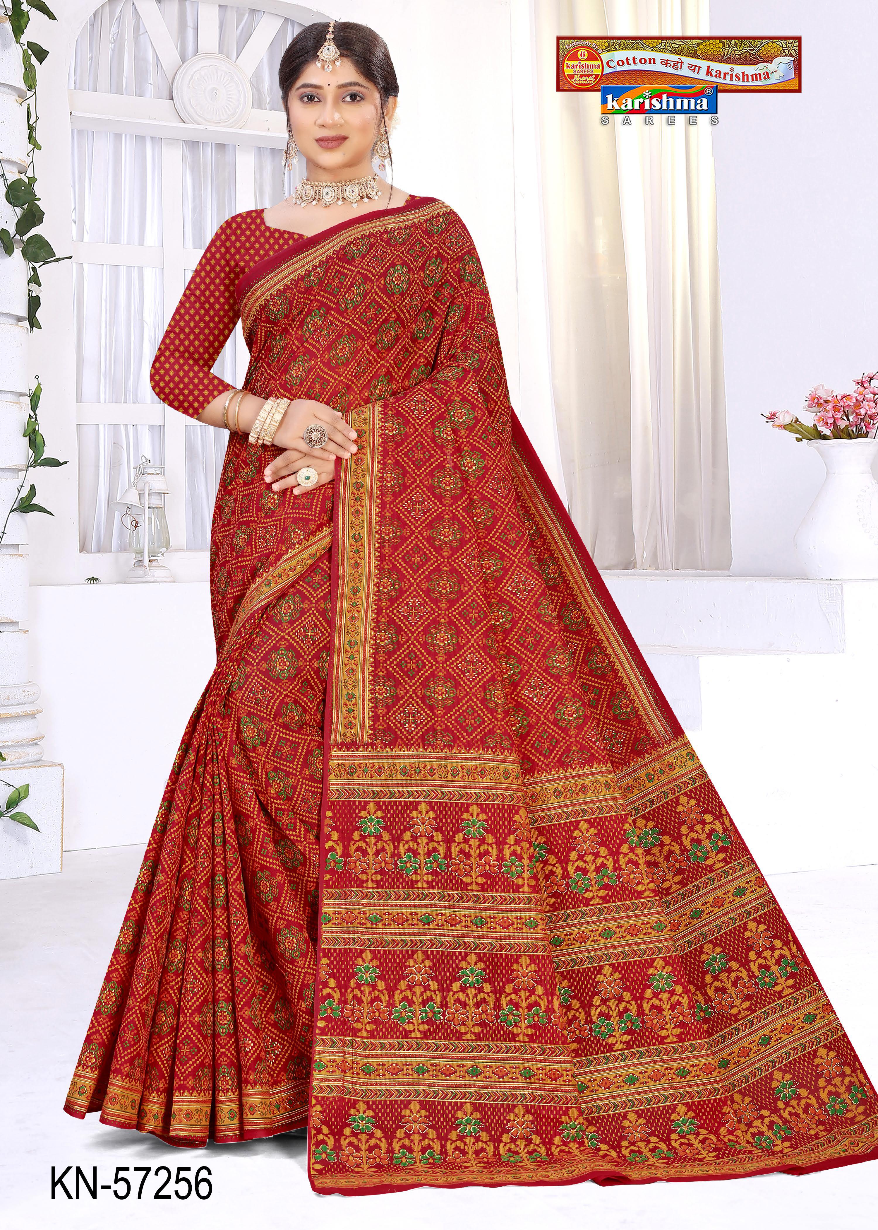 Red Pure Cotton Mulmul (Stiff ) Saree With Intricate Design And Delicate Border