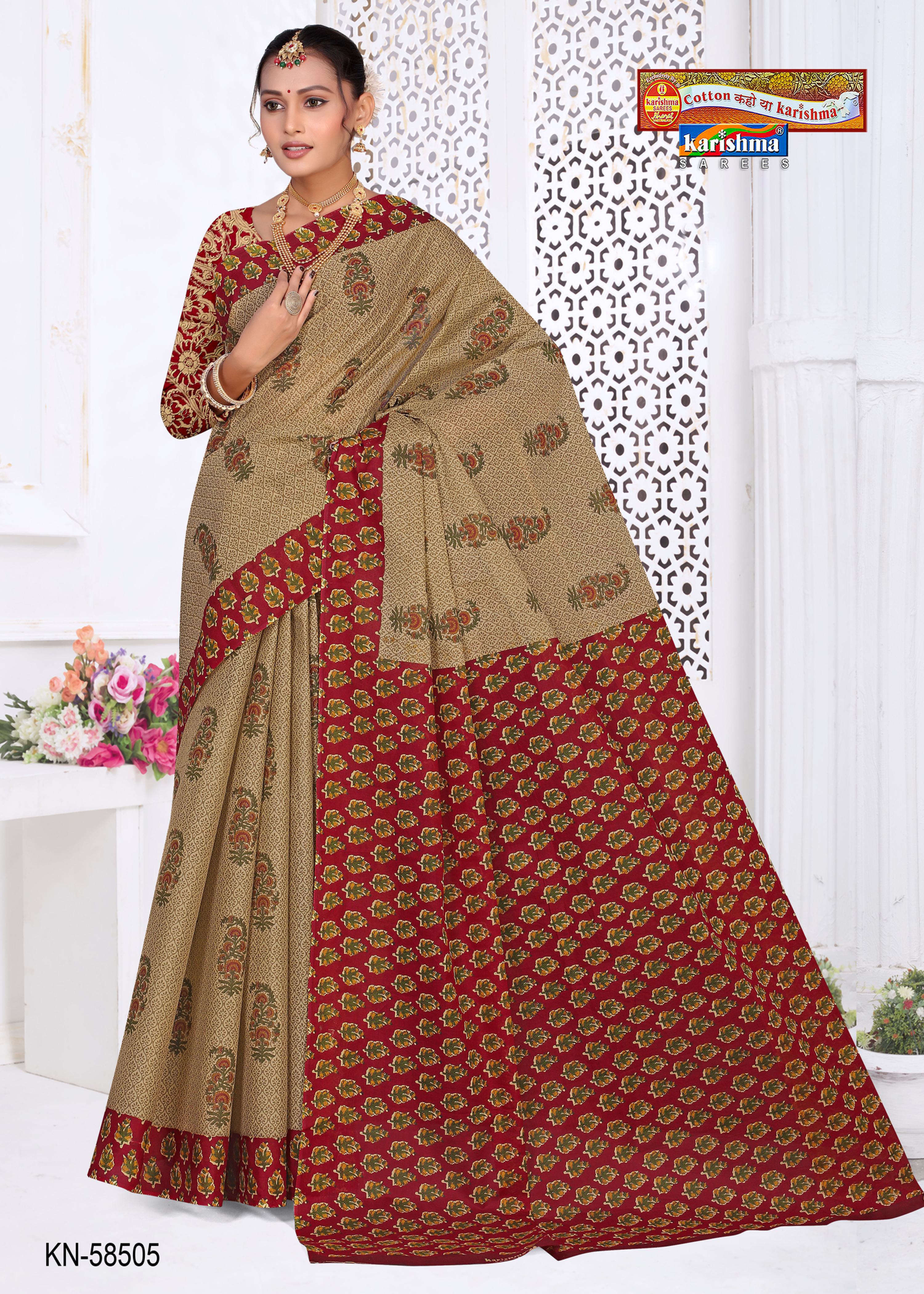 Pink Pure Cotton Mulmul (Stiff) Saree With Modern Floral Design And Beautiful Border