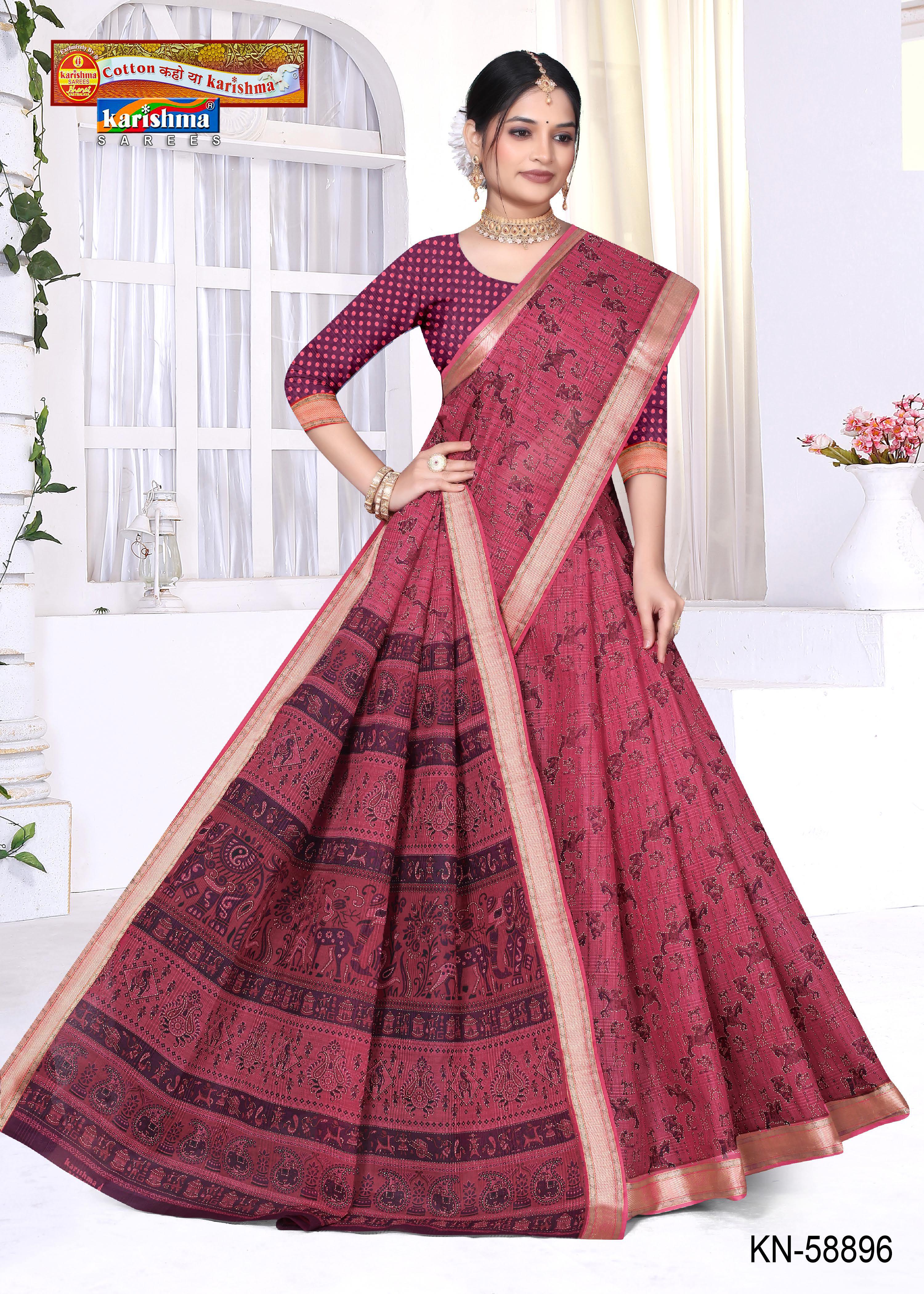 Peach Pure Cotton Mulmul (Medium Soft) Saree With Warli Print And Golden Border