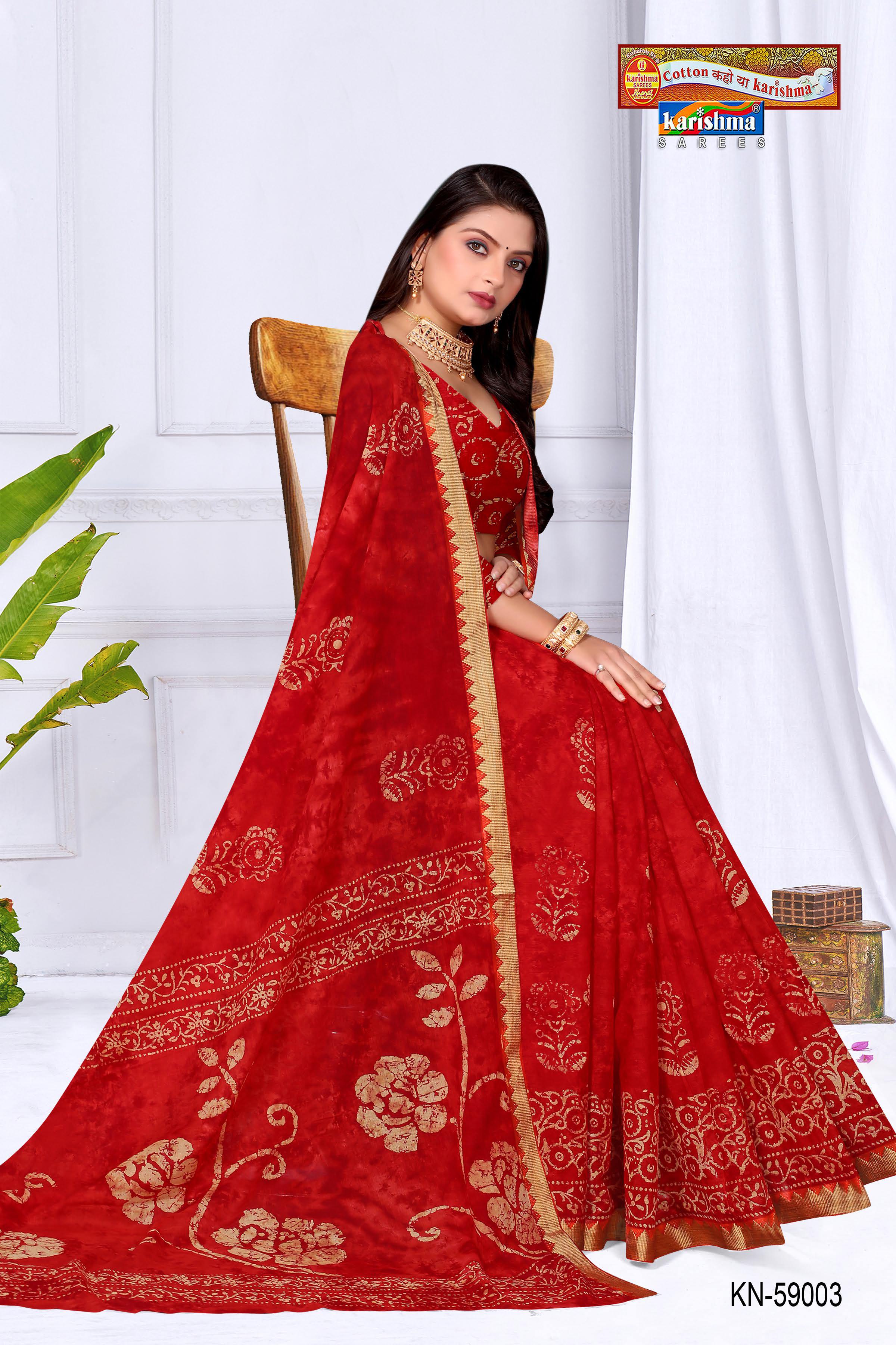 Orange Pure Cotton Malai (Soft) Saree With Batk Print And Jute Style Border