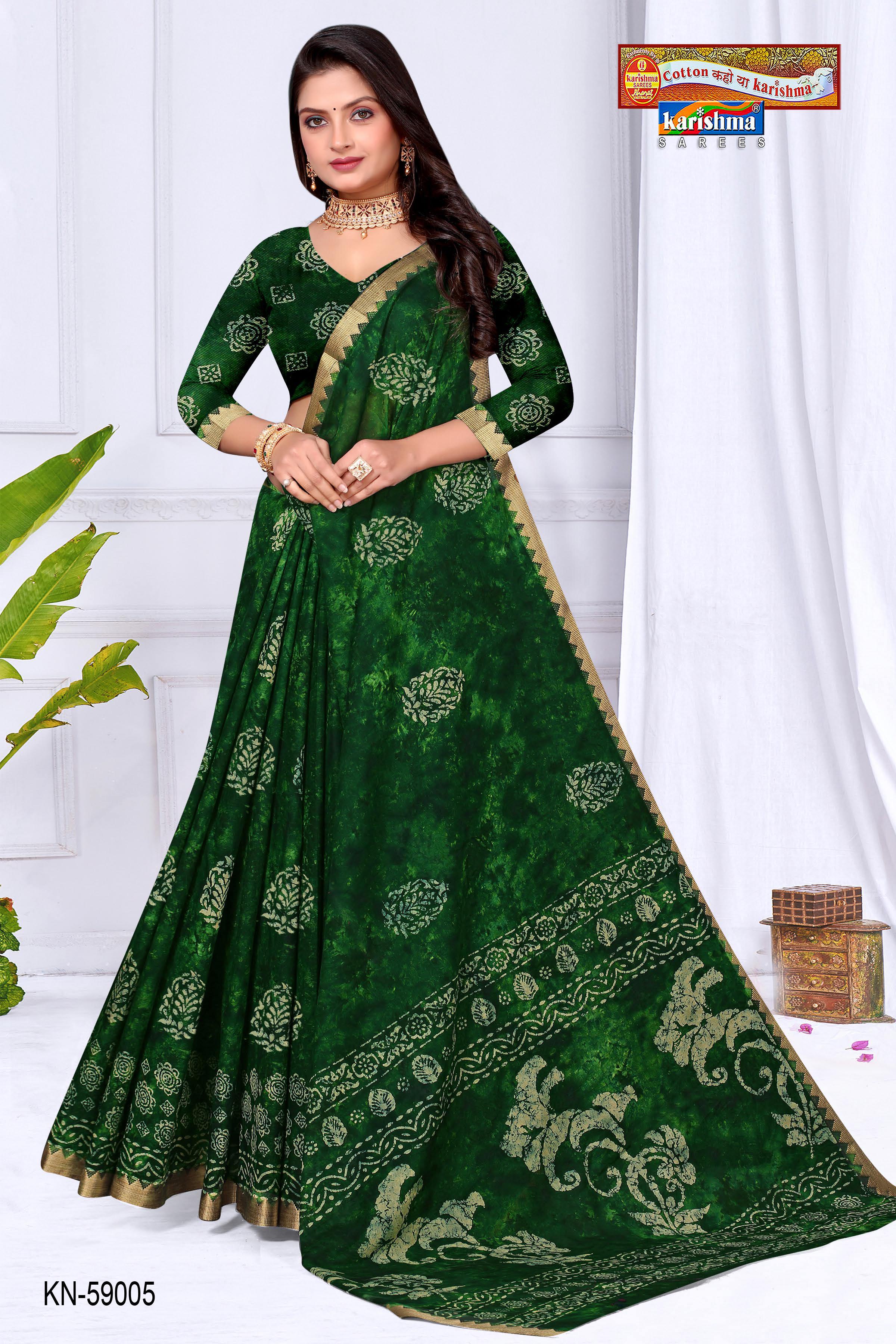 Olive Pure Cotton Malai (Soft) Saree With Batk Print And Jute Style Border