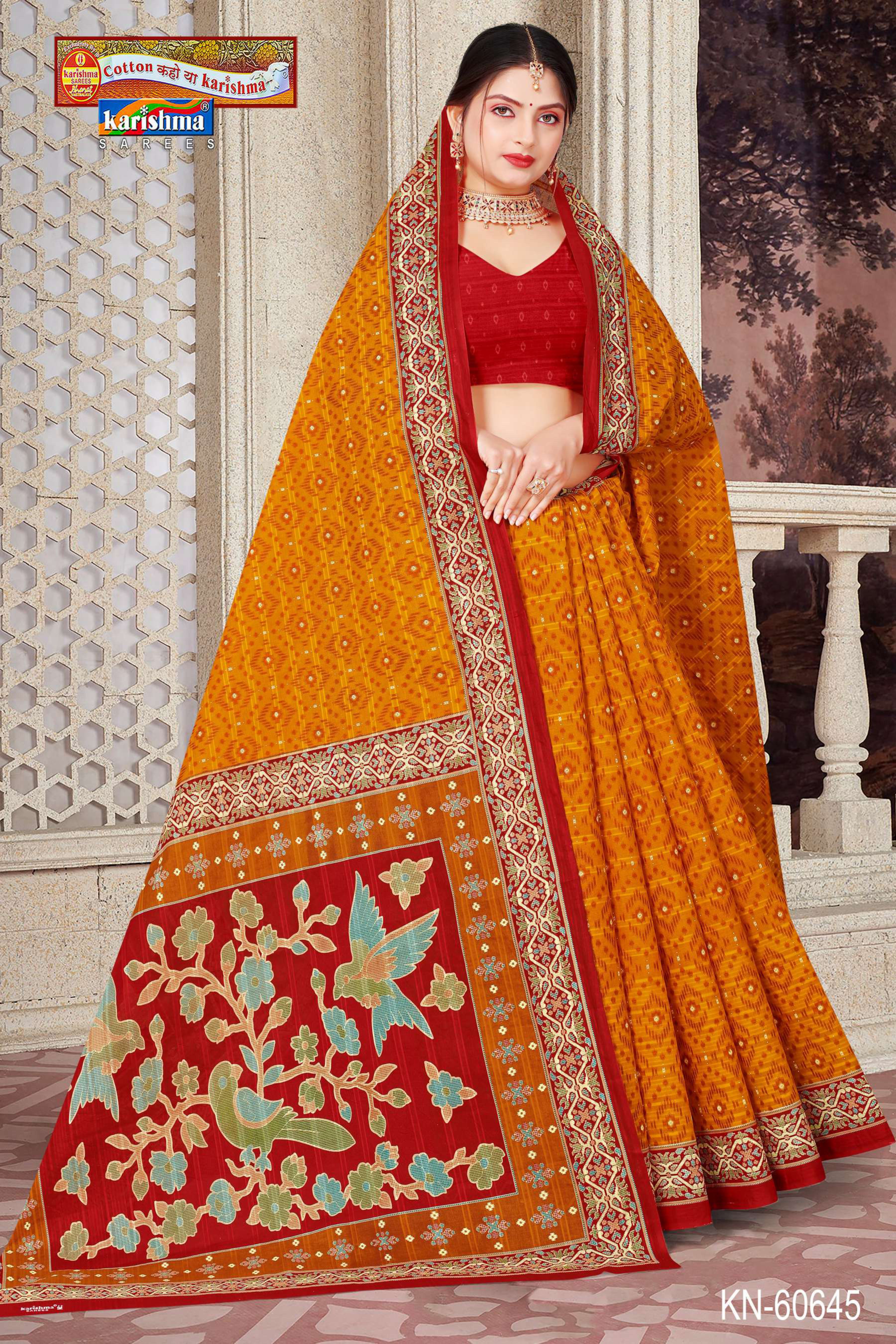 Yellow Pure Cotton Mulmul (Medium Soft) Saree With Abstract And Modern Border