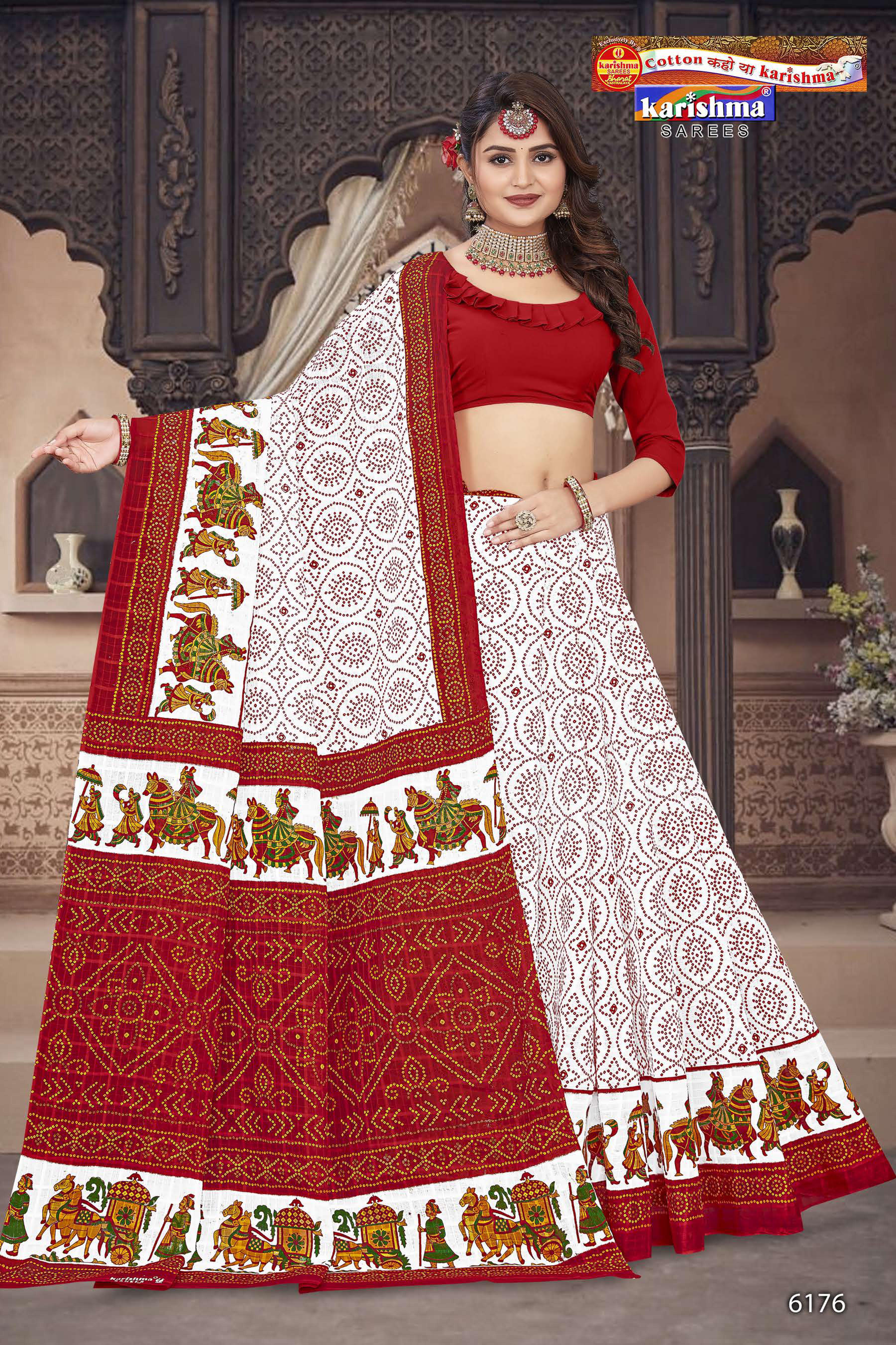 Traditional Wedding Handloom Orissa White Red Colour Bandhani Design Soft Mulmul Pure Cotton Saree without Blouse Piece
