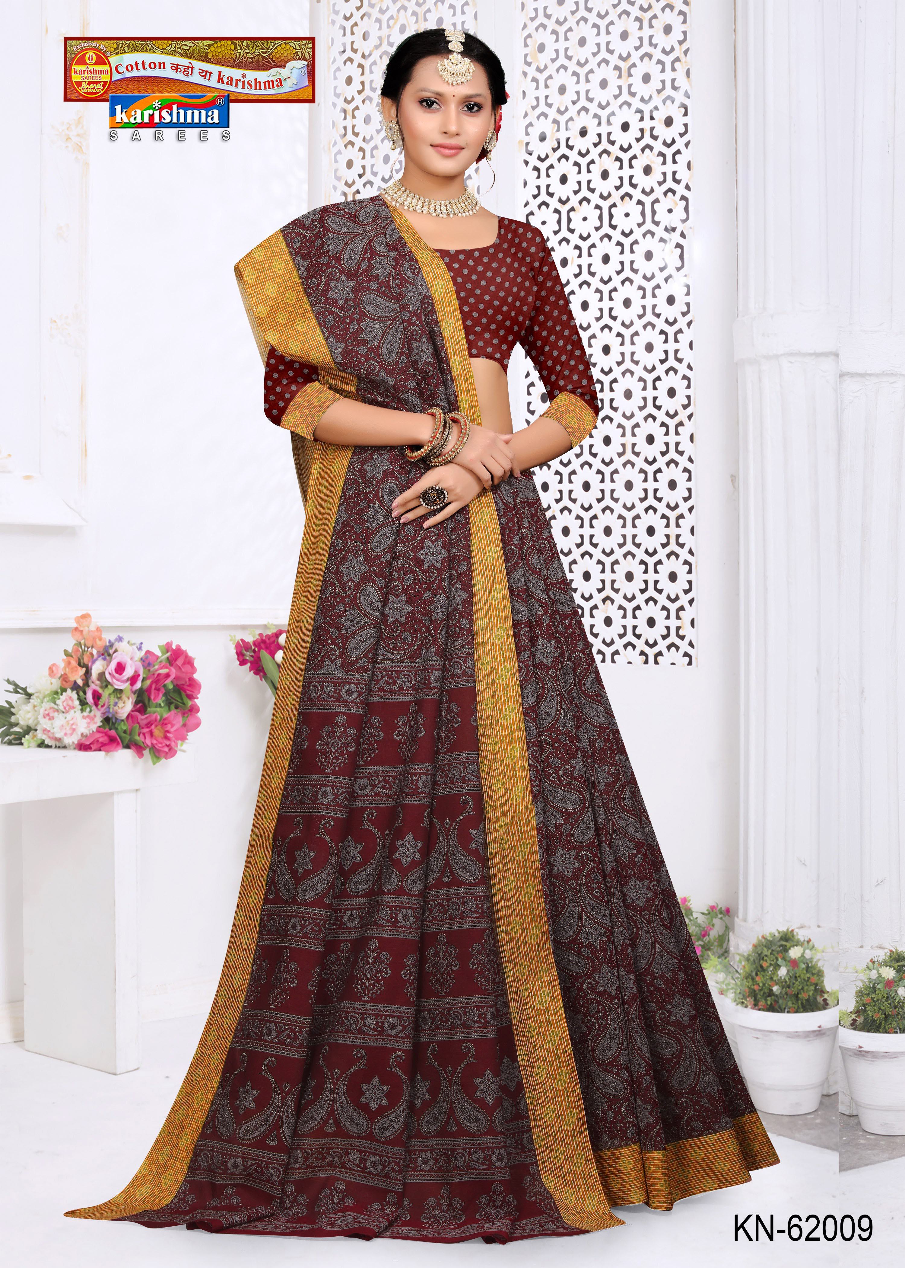 Orange Pure Cotton Muslin (Soft) Saree With Paisely Design Allover And Moder Border