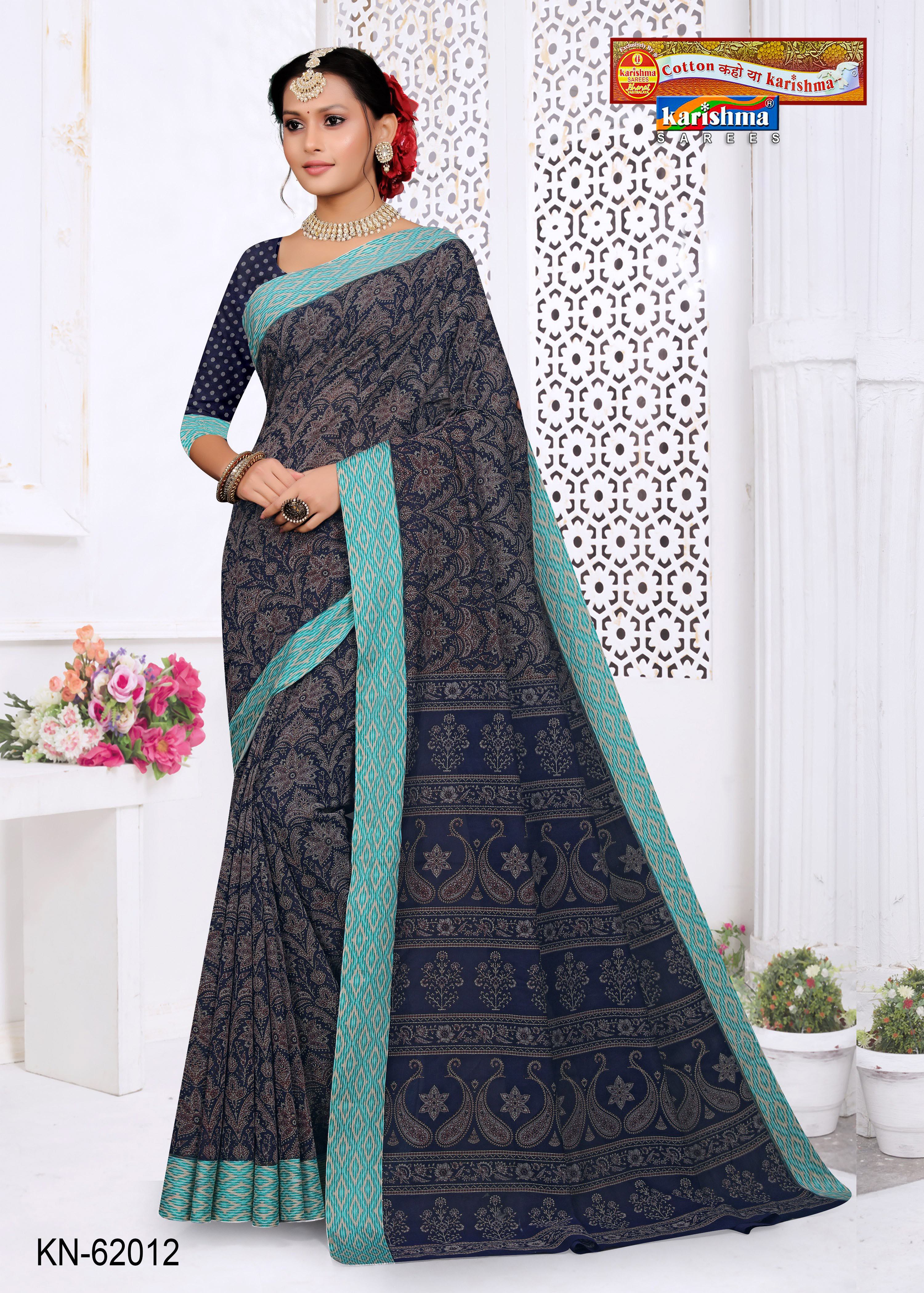 Sky Blue Pure Cotton Muslin (Soft) Saree With Paisely Design Allover And Moder Border