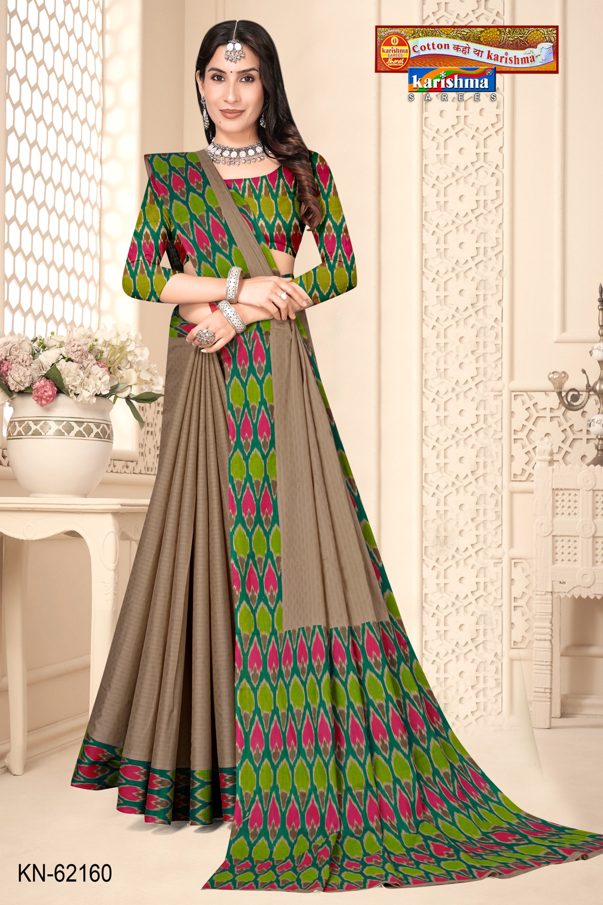 Khaki Pure Cotton Malai (Soft) Saree With Modern Border