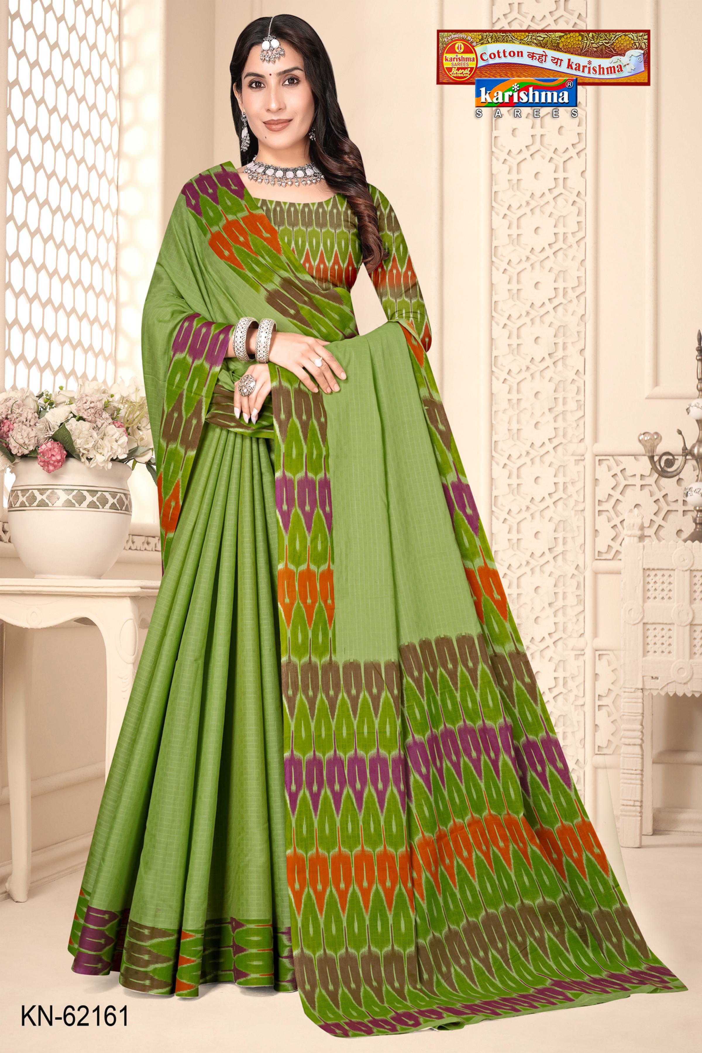 Pista Green Pure Cotton Malai (Soft) Saree With Modern Border