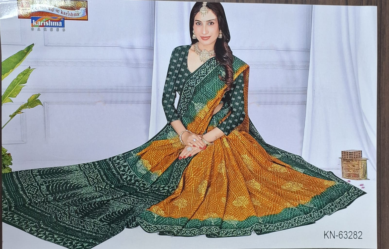 Yellow And Green Pure Cotton Malai (Soft) Saree With Tie Die Effect And Modern Batik Design