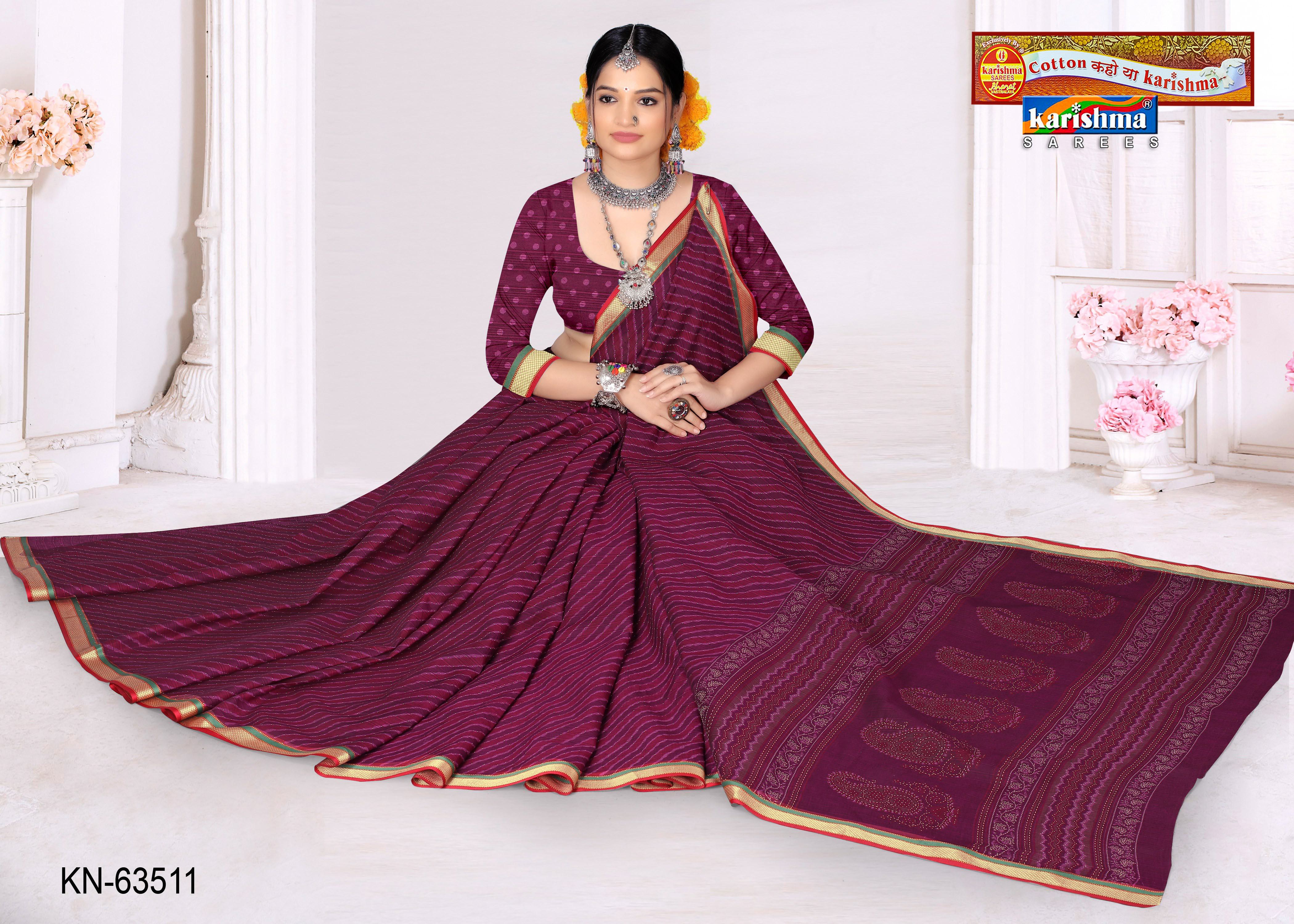 Pink Pure Cotton Muslin (Soft) Saree With Leheriya Design And Golden Border