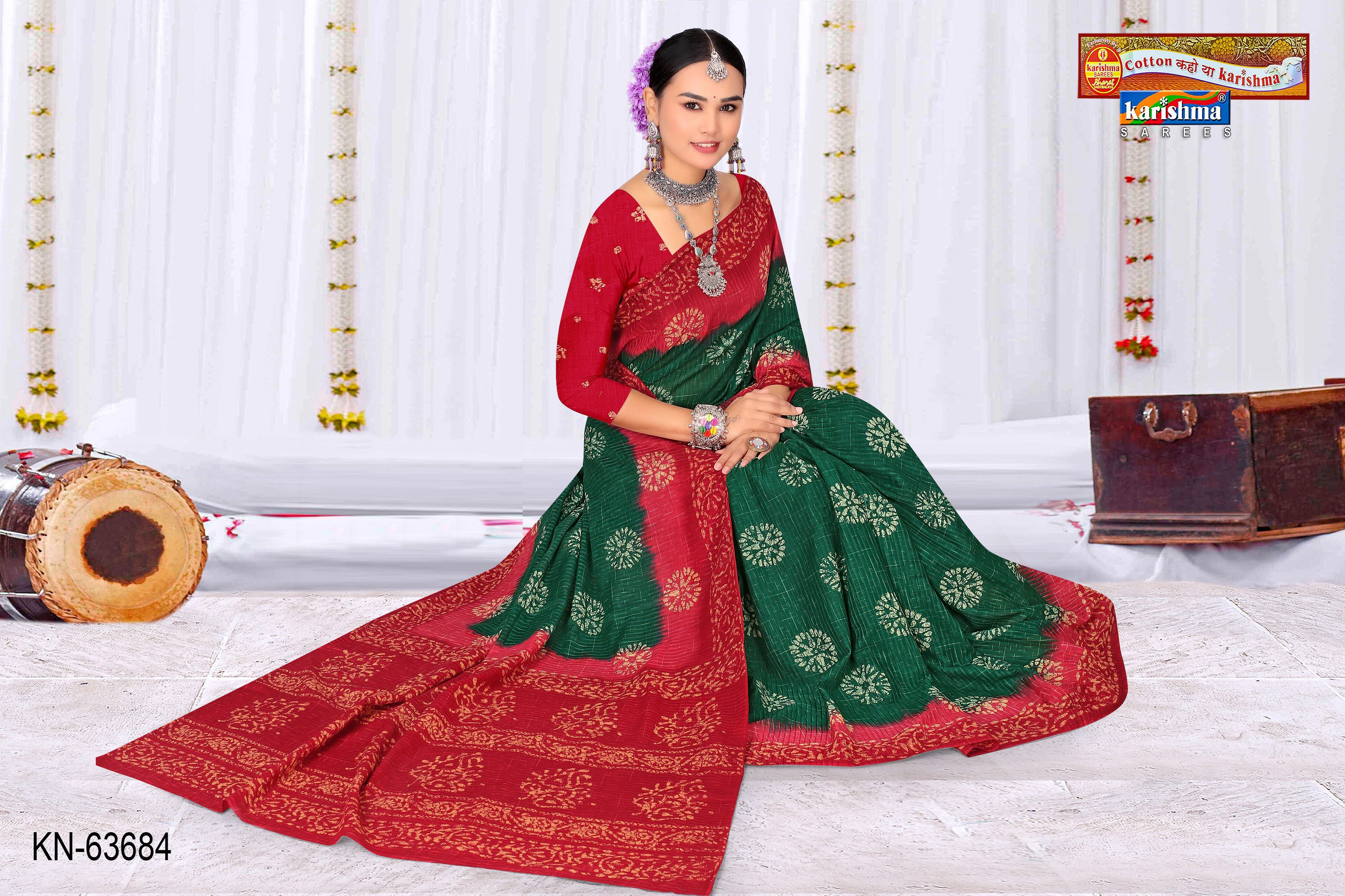 Green And Pink Pure Cotton Malai (Soft) Saree With Batik Print And Tie Die Effect