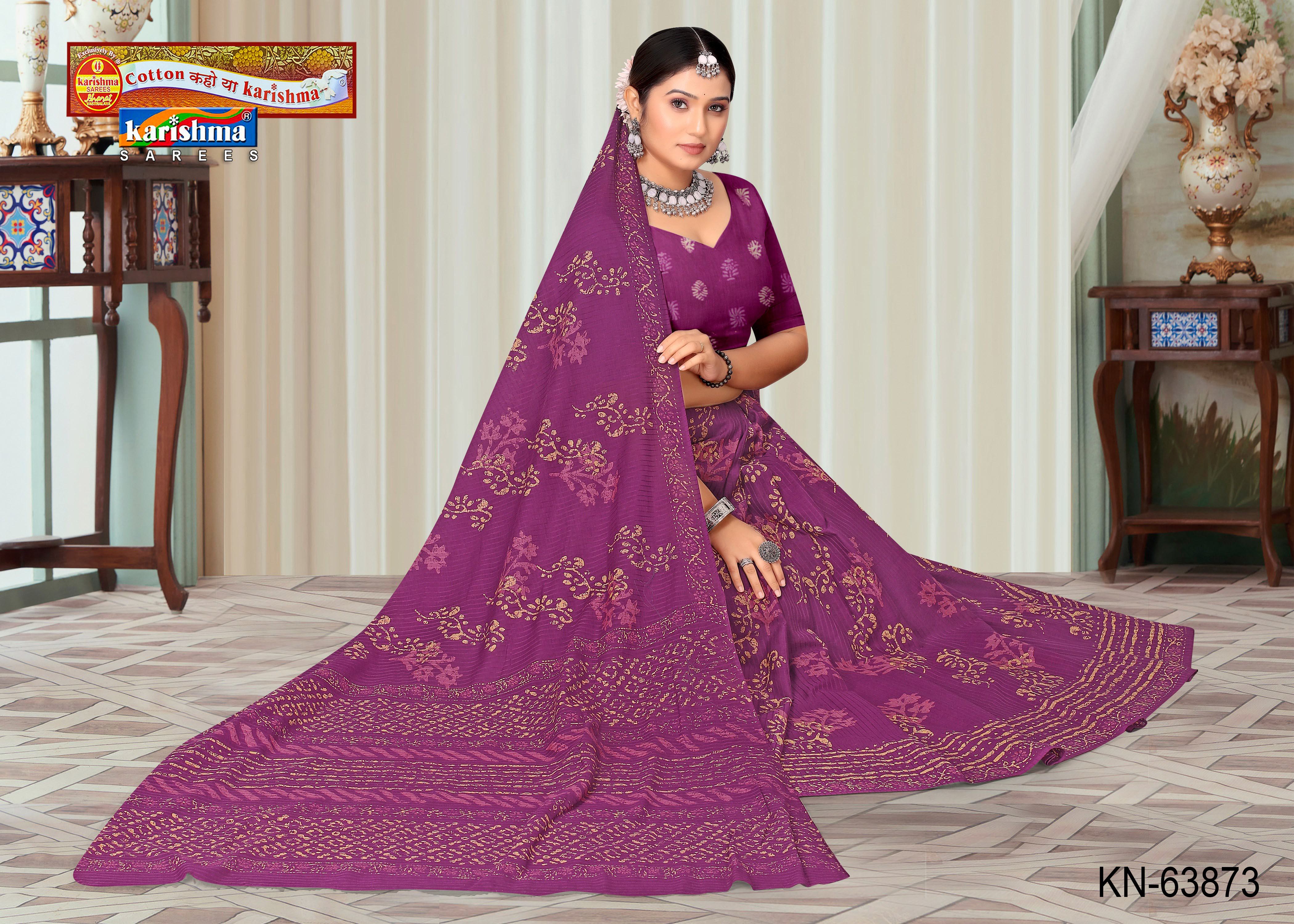 Purple Pure Cotton Malai (Soft) Saree With Unique Modern Design
