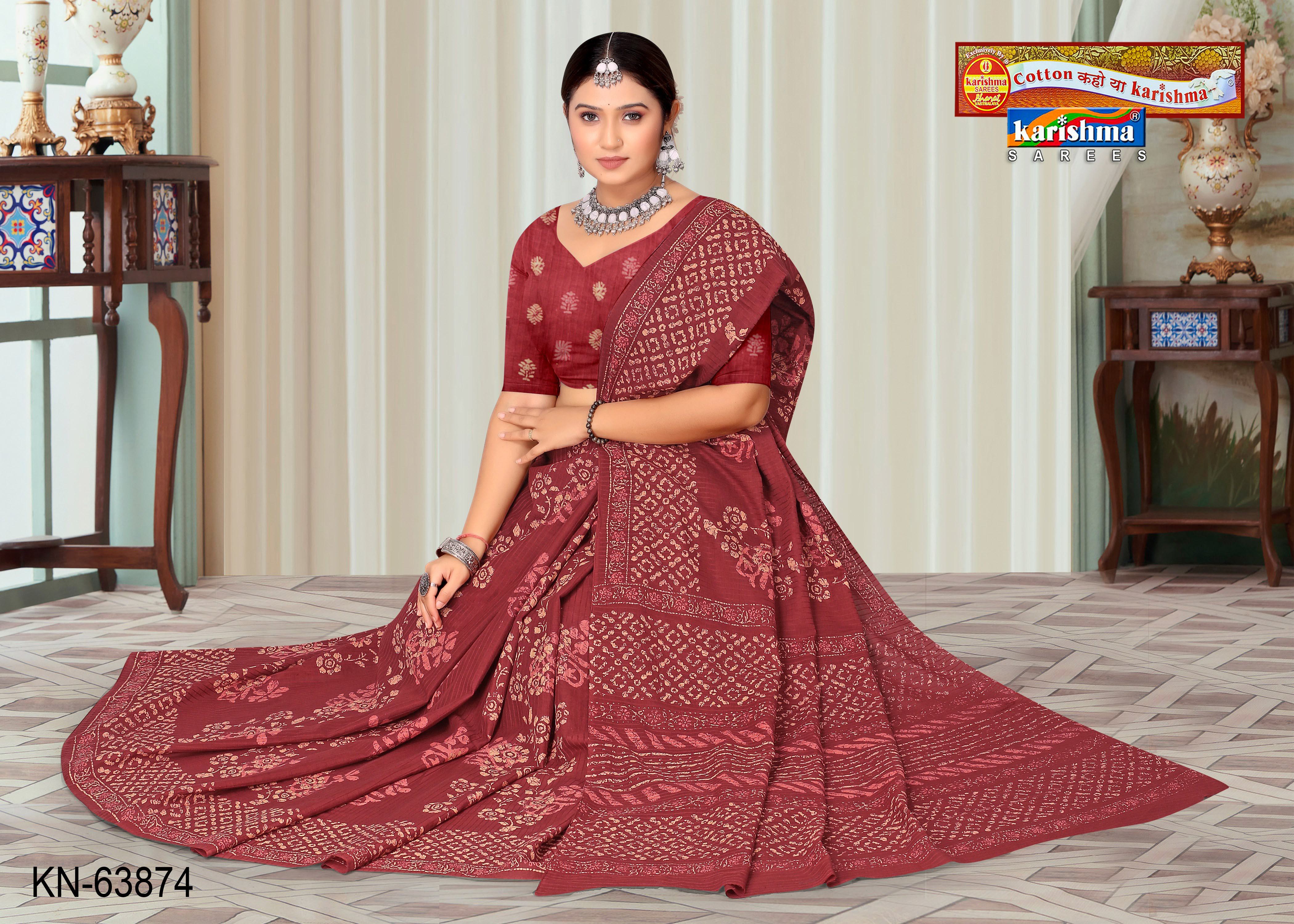 Maroon Pure Cotton Malai (Soft) Saree With Unique Modern Design