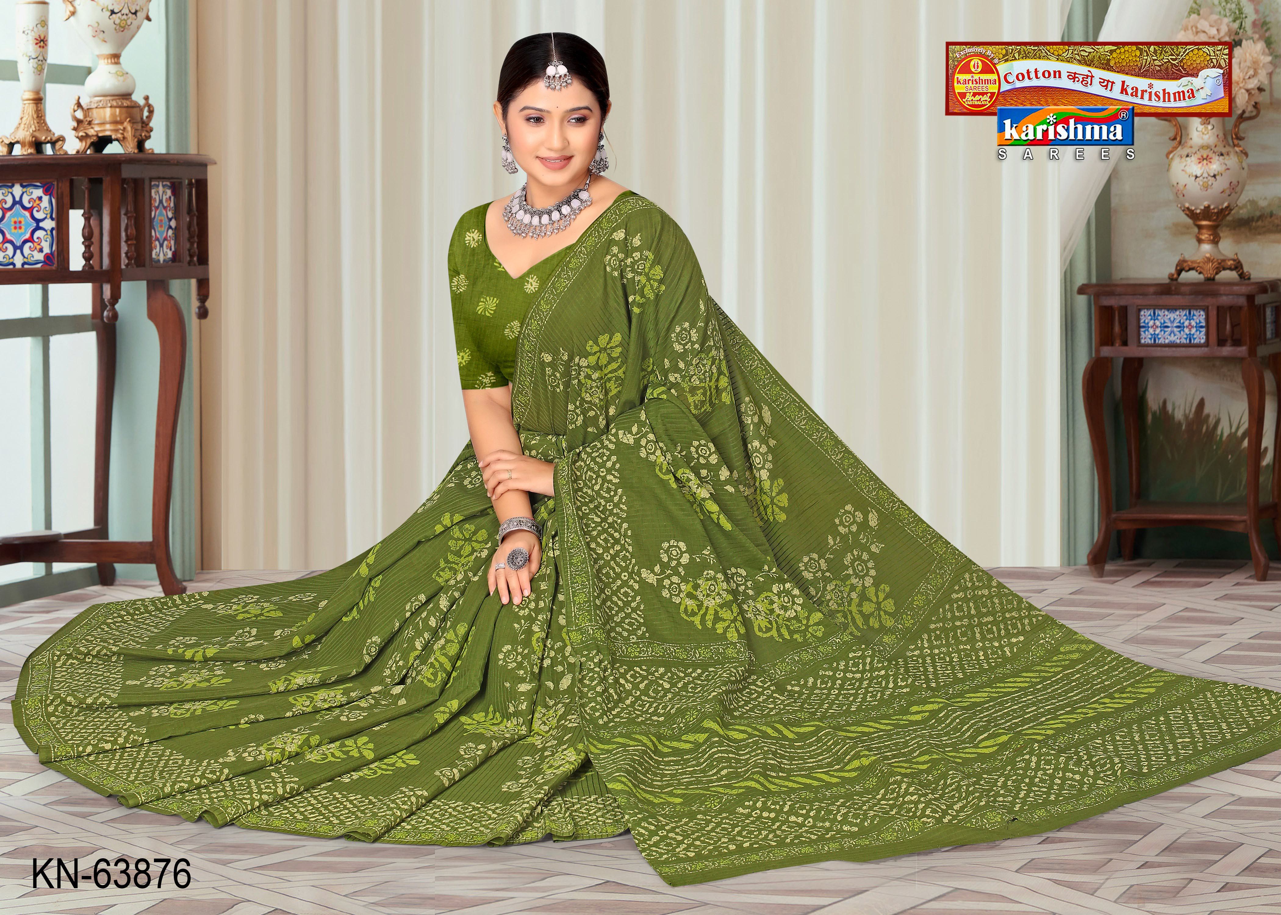 Olive Pure Cotton Malai (Soft) Saree With Unique Modern Design