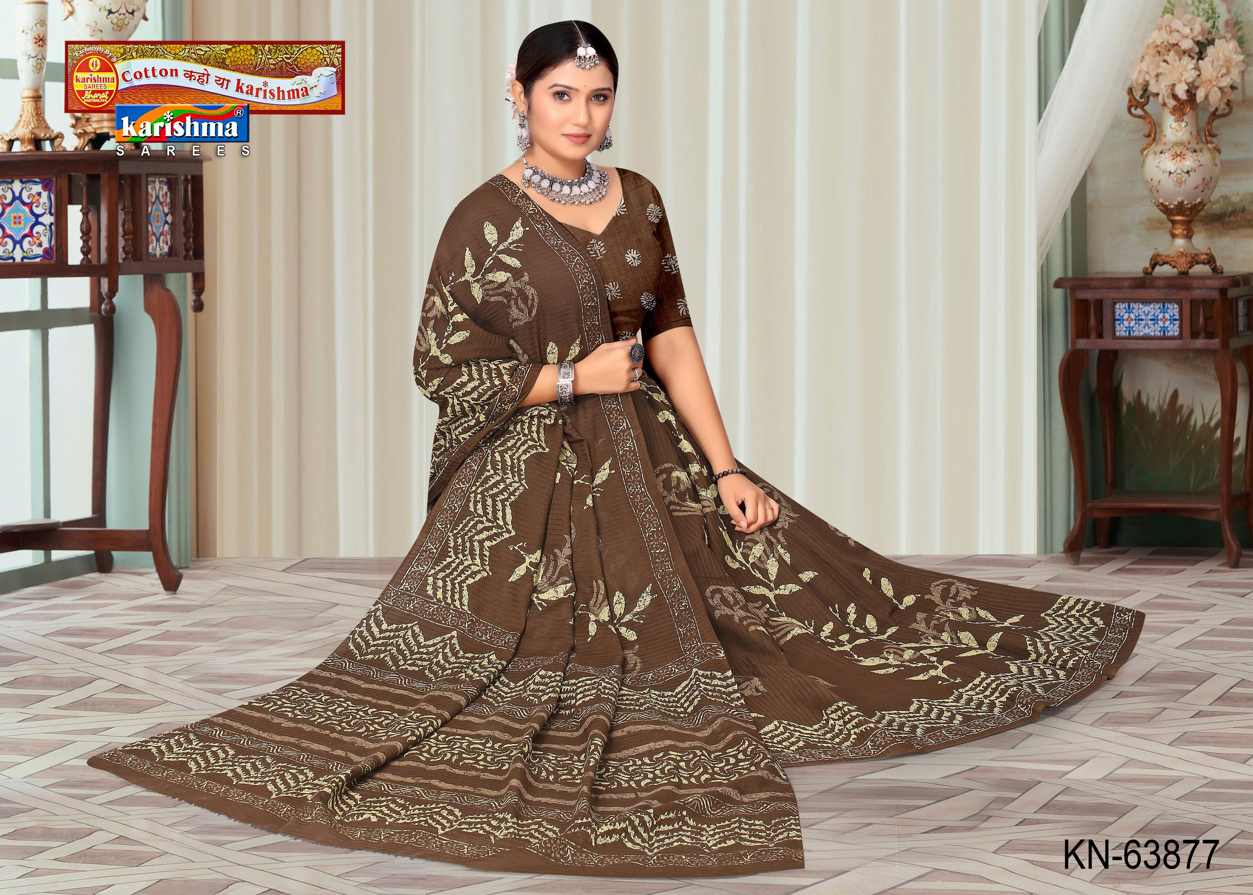 Brown Pure Cotton Malai (Soft) Saree With Unique Modern Design