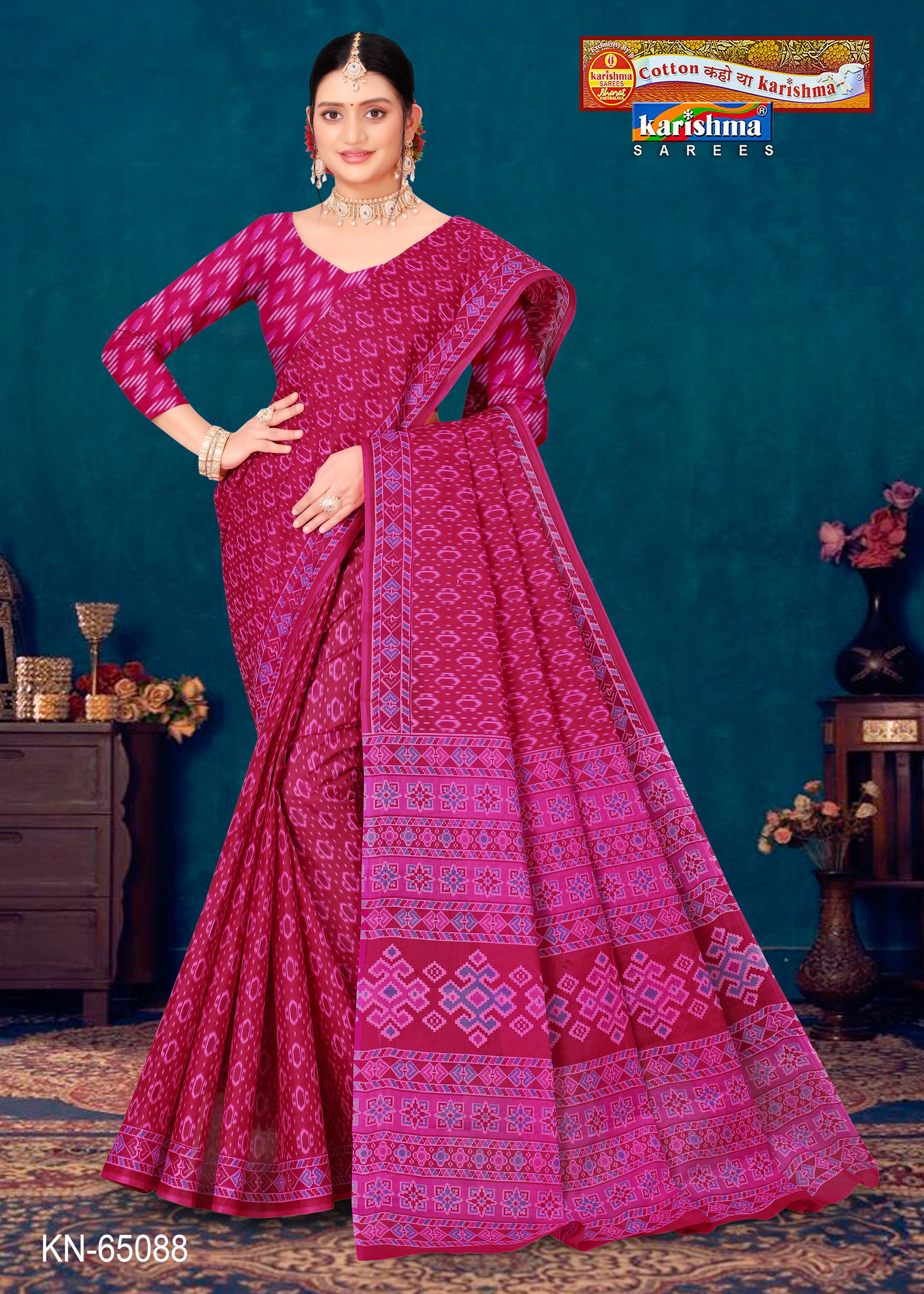 Pink Pure Cotton Mulmul (Stiff) Saree With Modern Design And Delicate Border