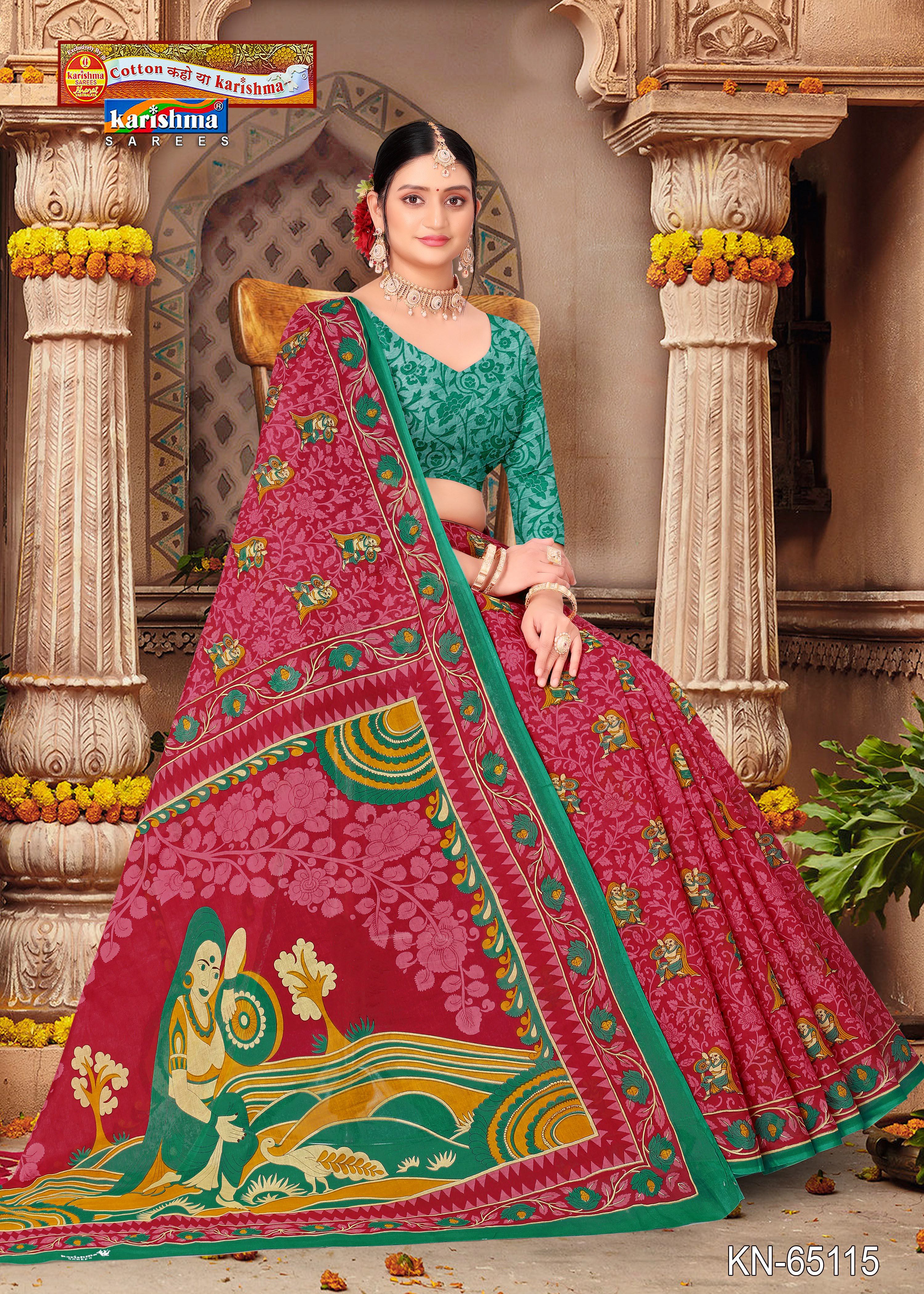 Pink Pure Coton Mulmul (Stiff) Saree With Peacock Figure Print