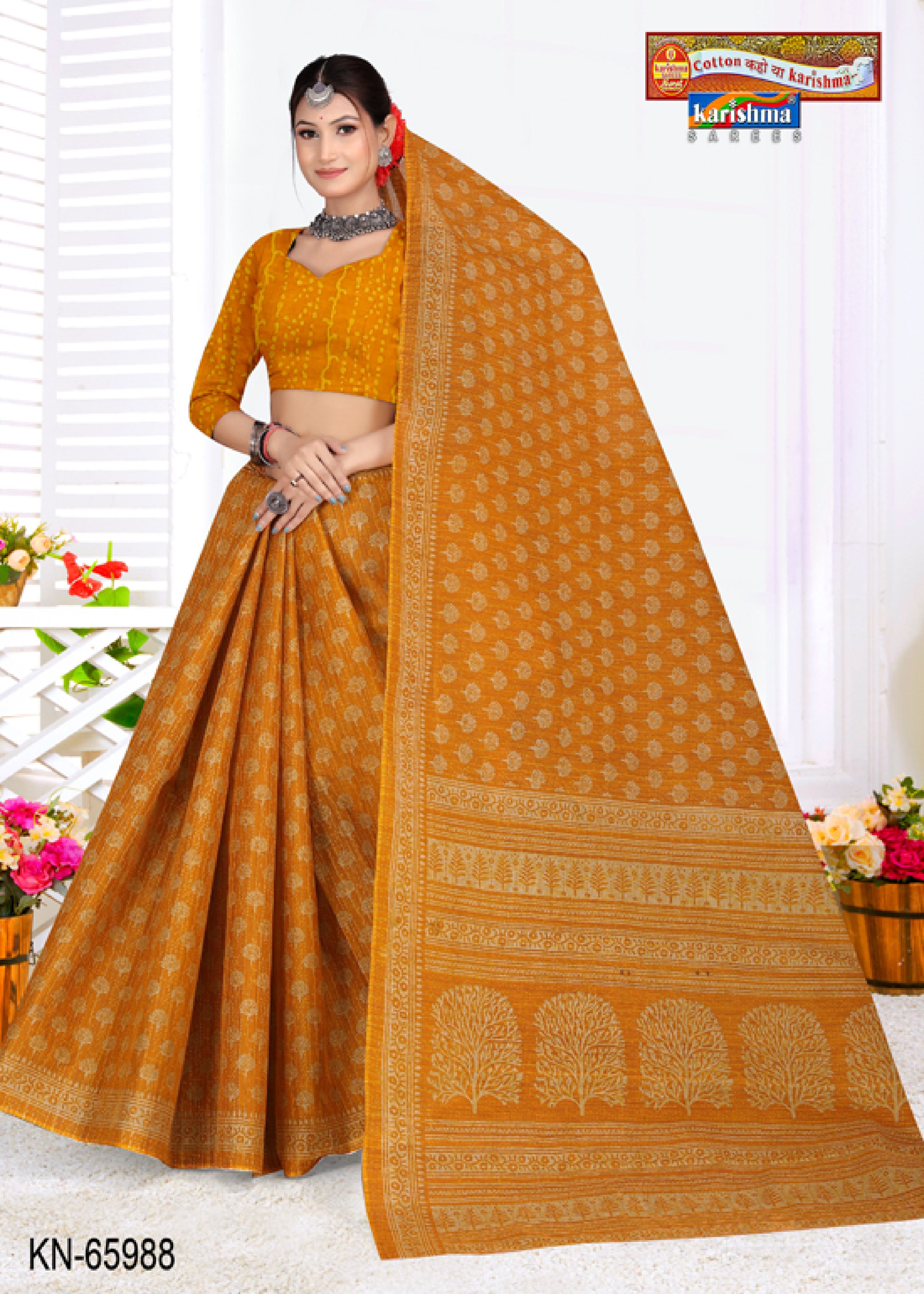 Yellow Pure Cotton Mulmul (stiff) Saree With Simple Design.