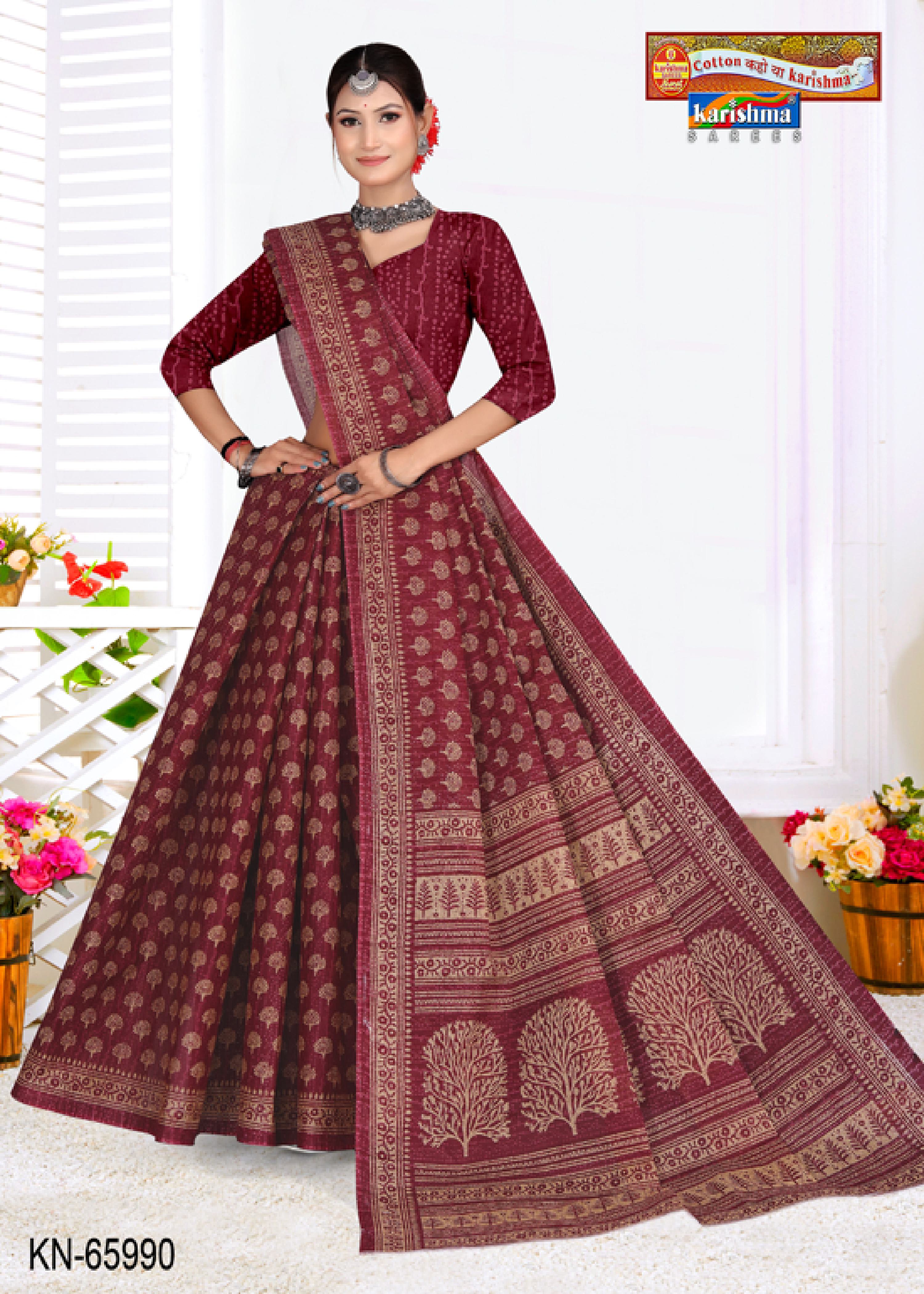 Purple Pure Cotton Mulmul (stiff) Saree With Simple Design.
