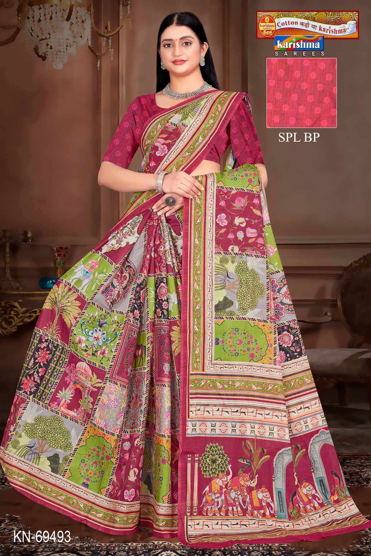 Purple Pure Cotton Malai (Soft) Saree With Modern design
