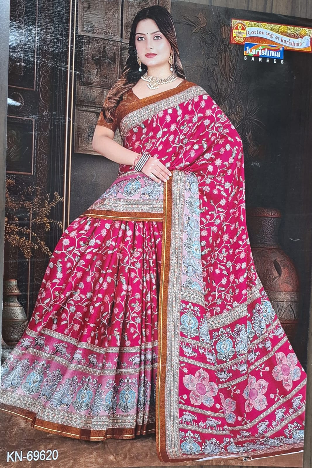 Pink Pure Cotton Malai (Soft) Saree With Beautiful Desigen