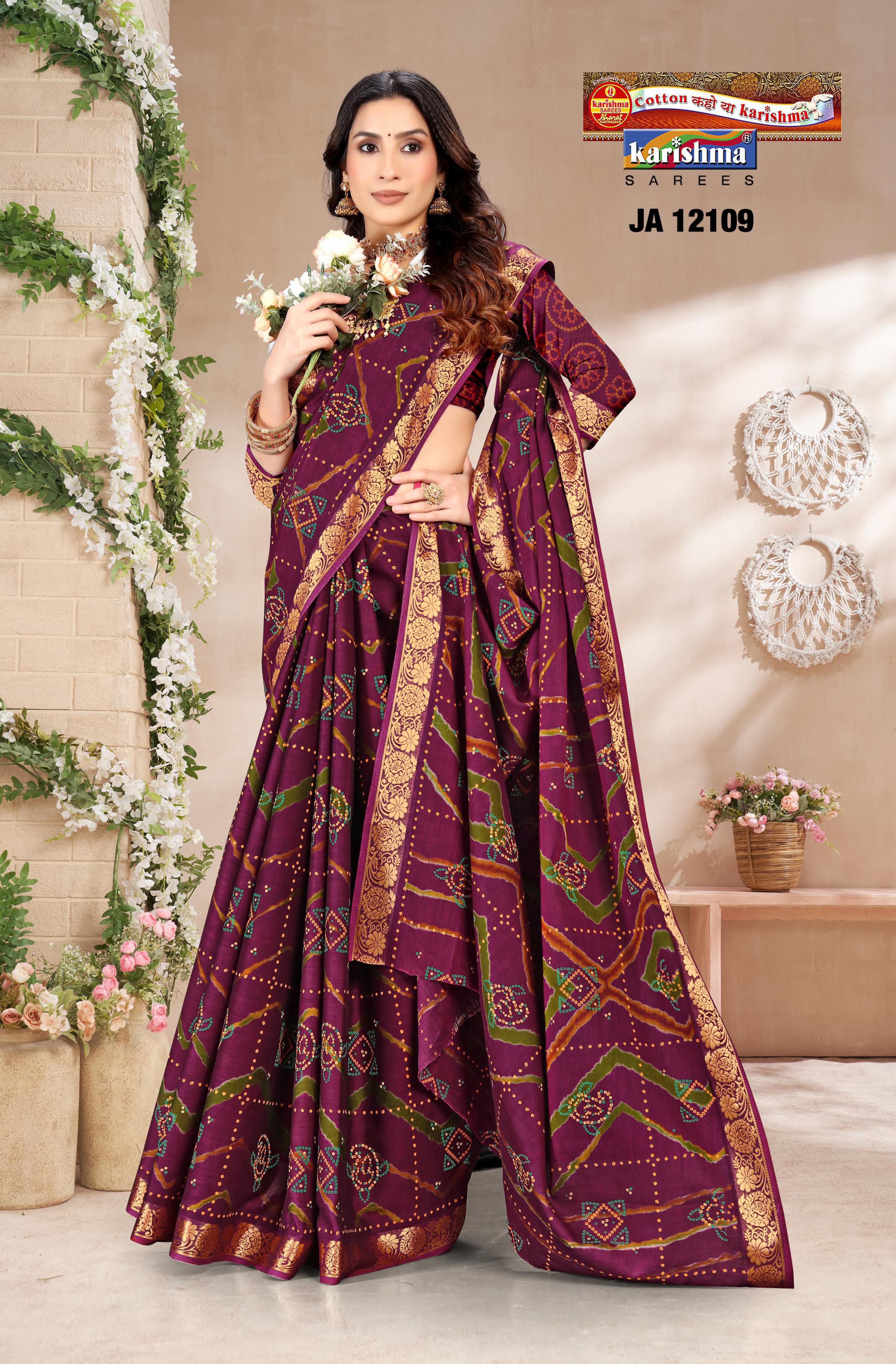 Pink Pure Cotton Muslin (Soft) Saree With Traditional Bandhani Print And Golden Floral Print