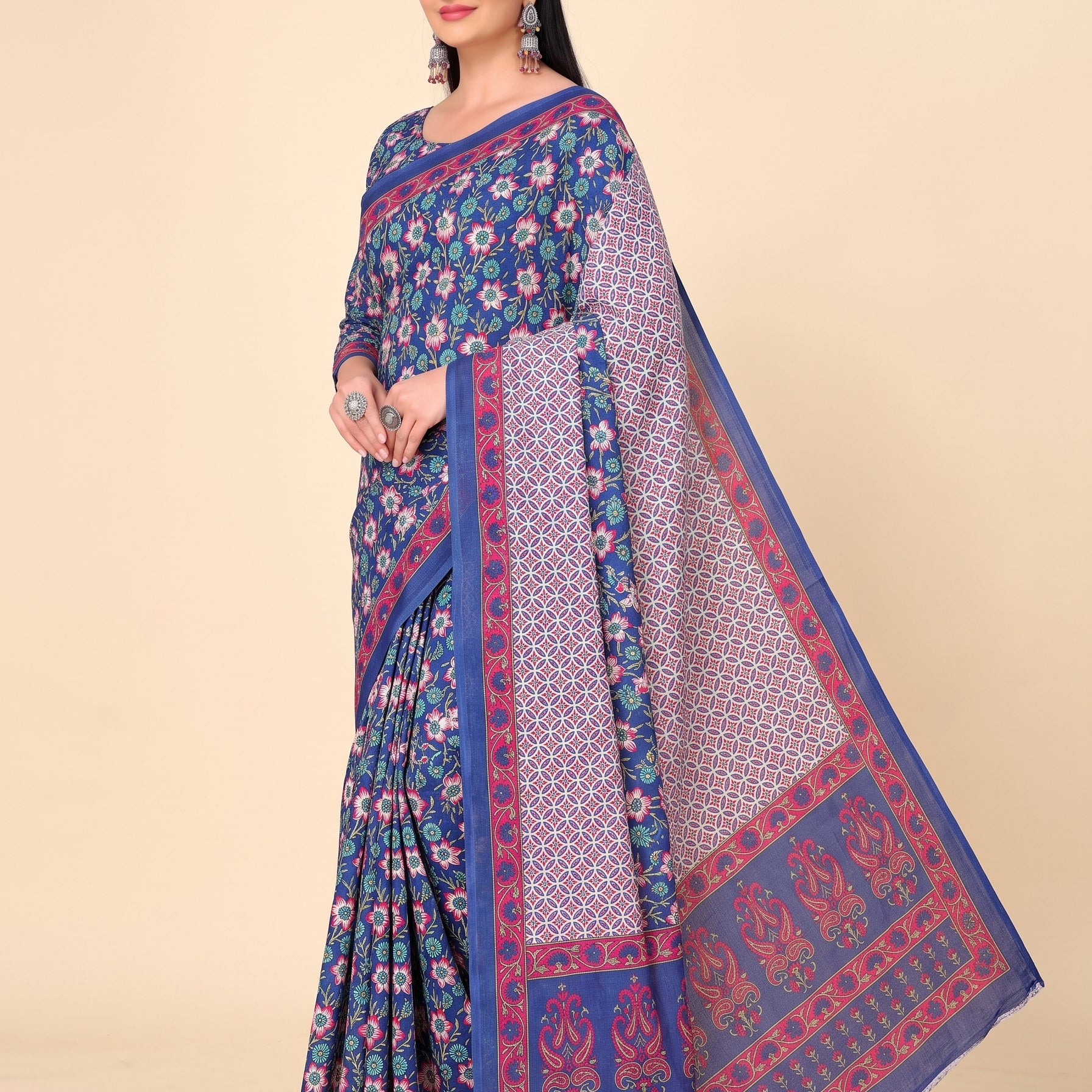 Shared side drape [sku:K-10065-BLUE-AND-PINK]