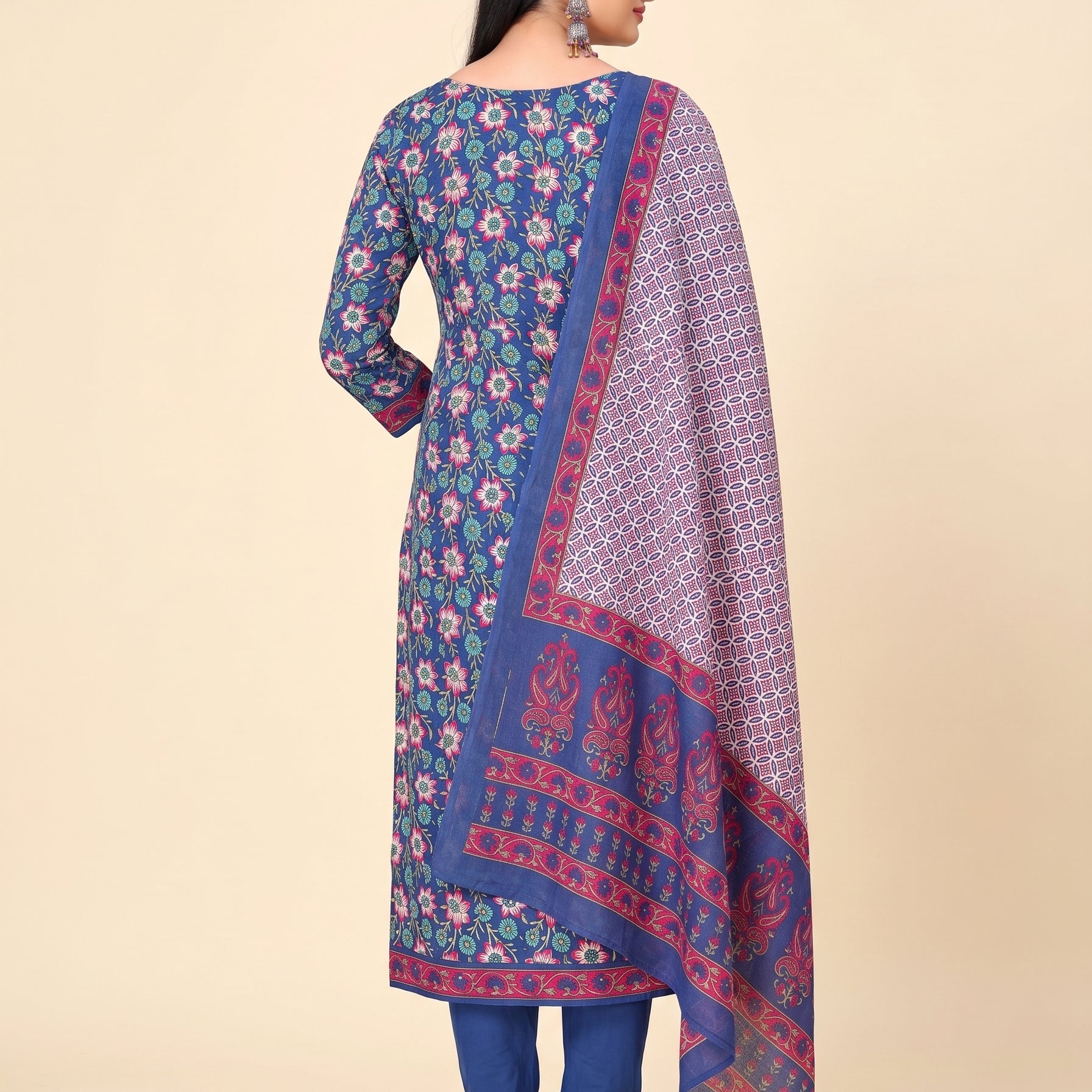 Back pallu [sku:K-10065-BLUE-AND-PINK]