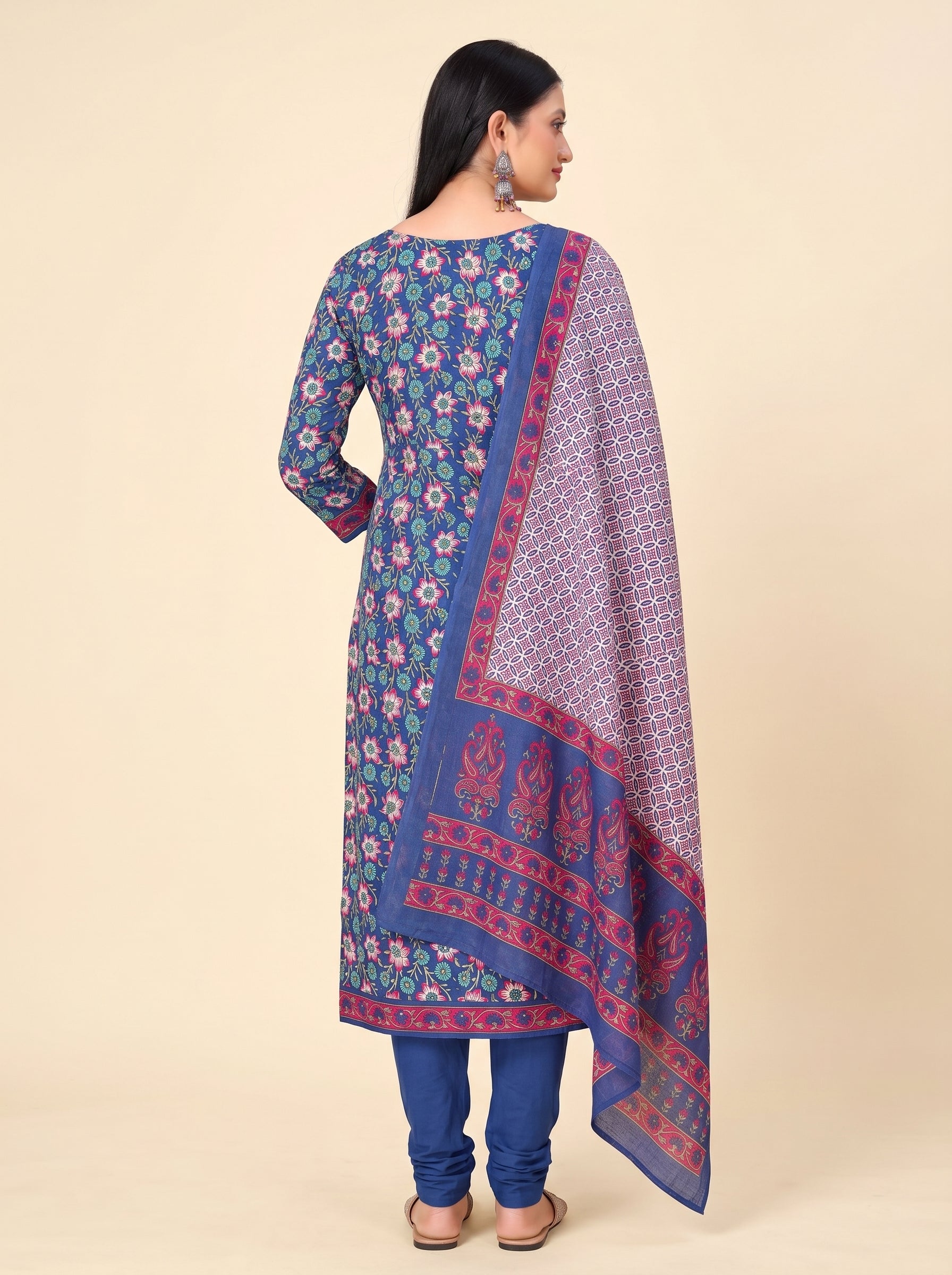 Back pallu [sku:K-10065-BLUE-AND-PINK]