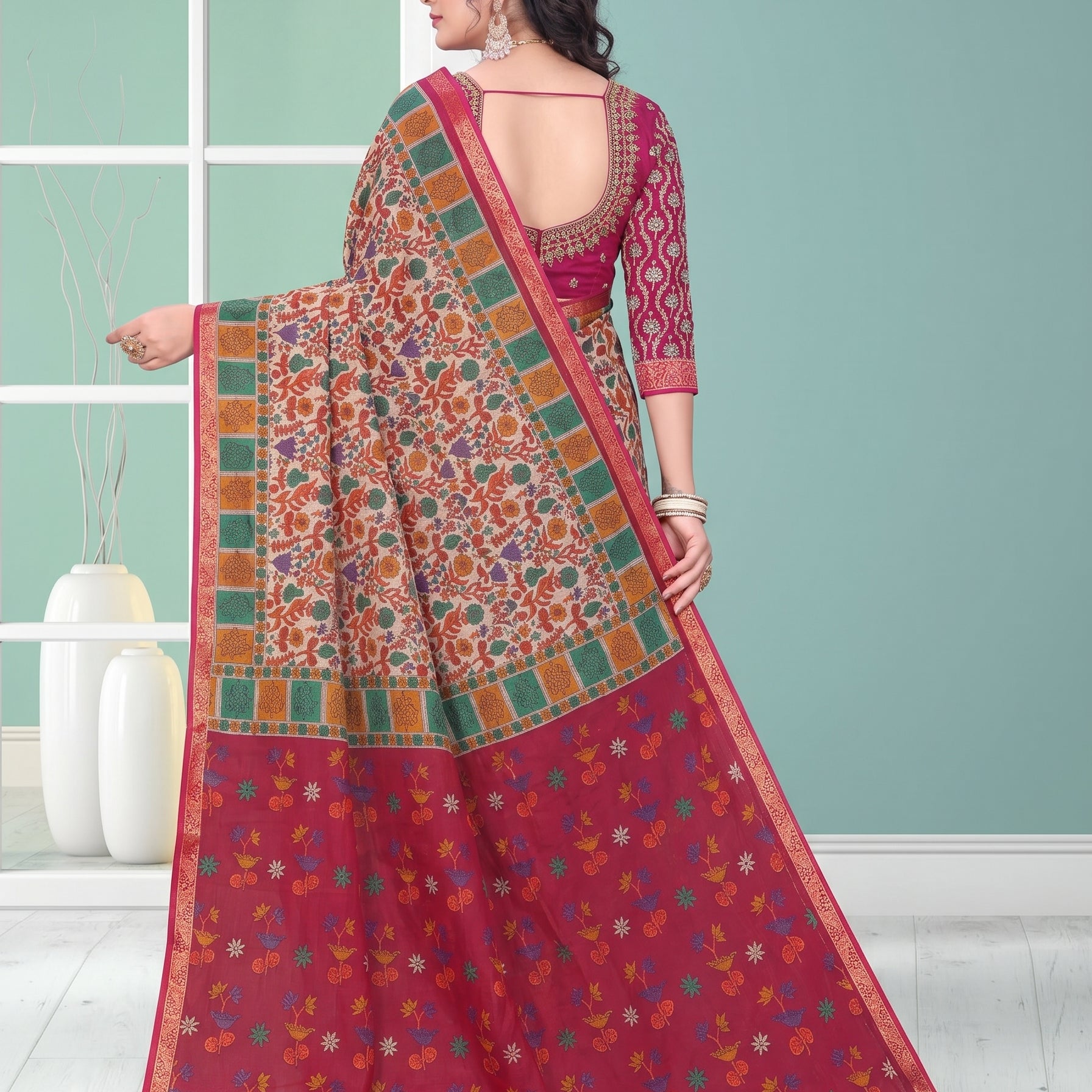 Shared back pallu [sku:JA 14293]