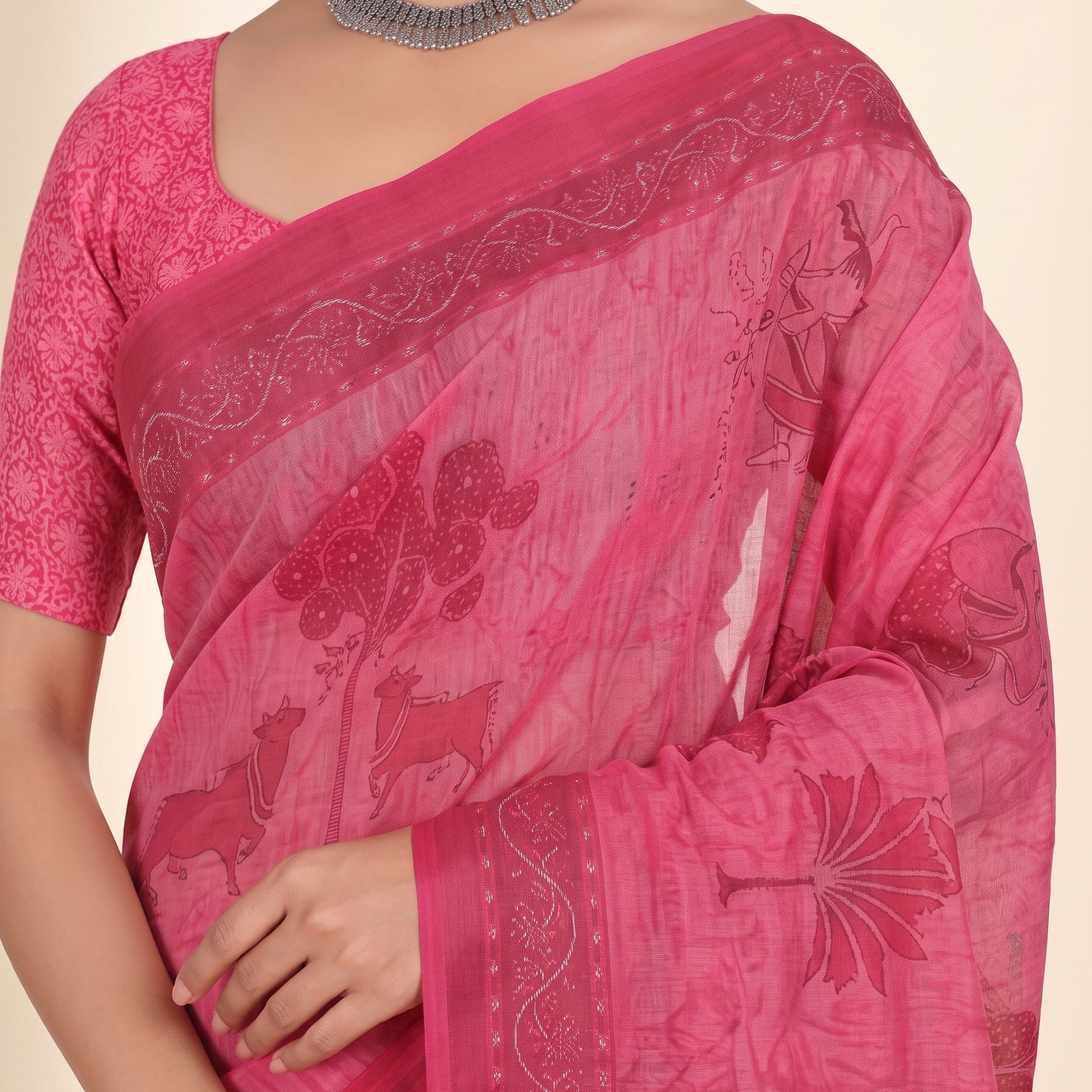 Pallu close-up [sku:K-1342-ROSE-PINK]