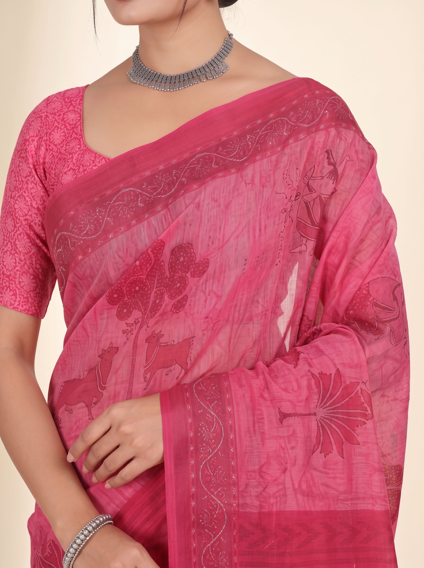 Pallu close-up [sku:K-1342-ROSE-PINK]