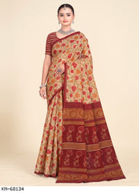 Maroon Floral Pallu