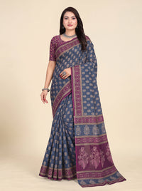 Floral Pallu Blue Body