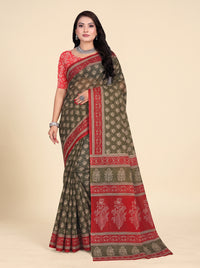 Floral Pallu Green Body